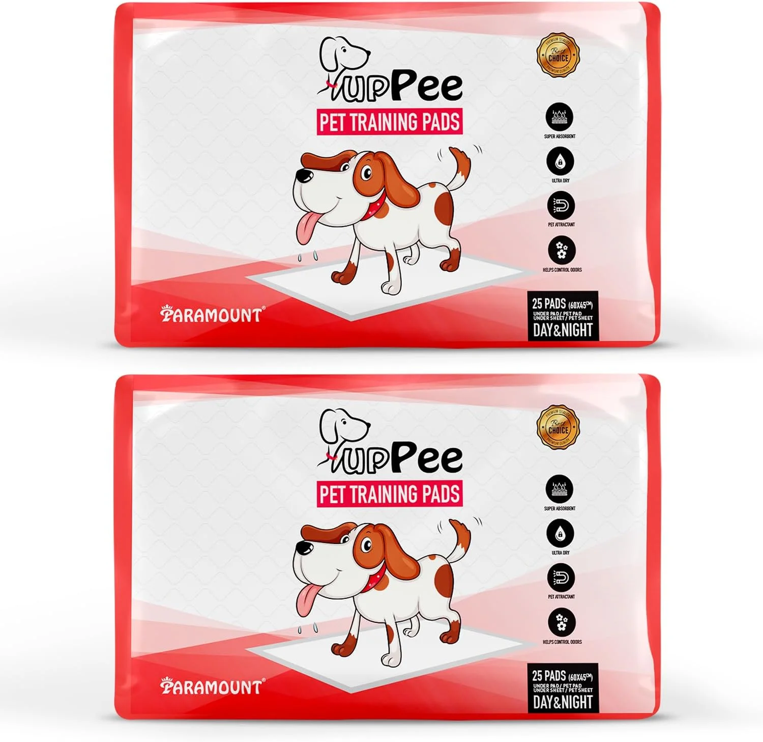 پدهای آموزشی حیوانات خانگی PUPPEE برای سگ، گربه، توله سگ و سایر حیوانات خانگی، پدهای ادرار فوق العاده جاذب | آموزش دهنده مدفوع و ادرار | پدهای توالت، آموزش دهنده ادرار حیوانات خانگی و توله سگ | 100% ضد آب و غیر لغزنده - 60X45CM