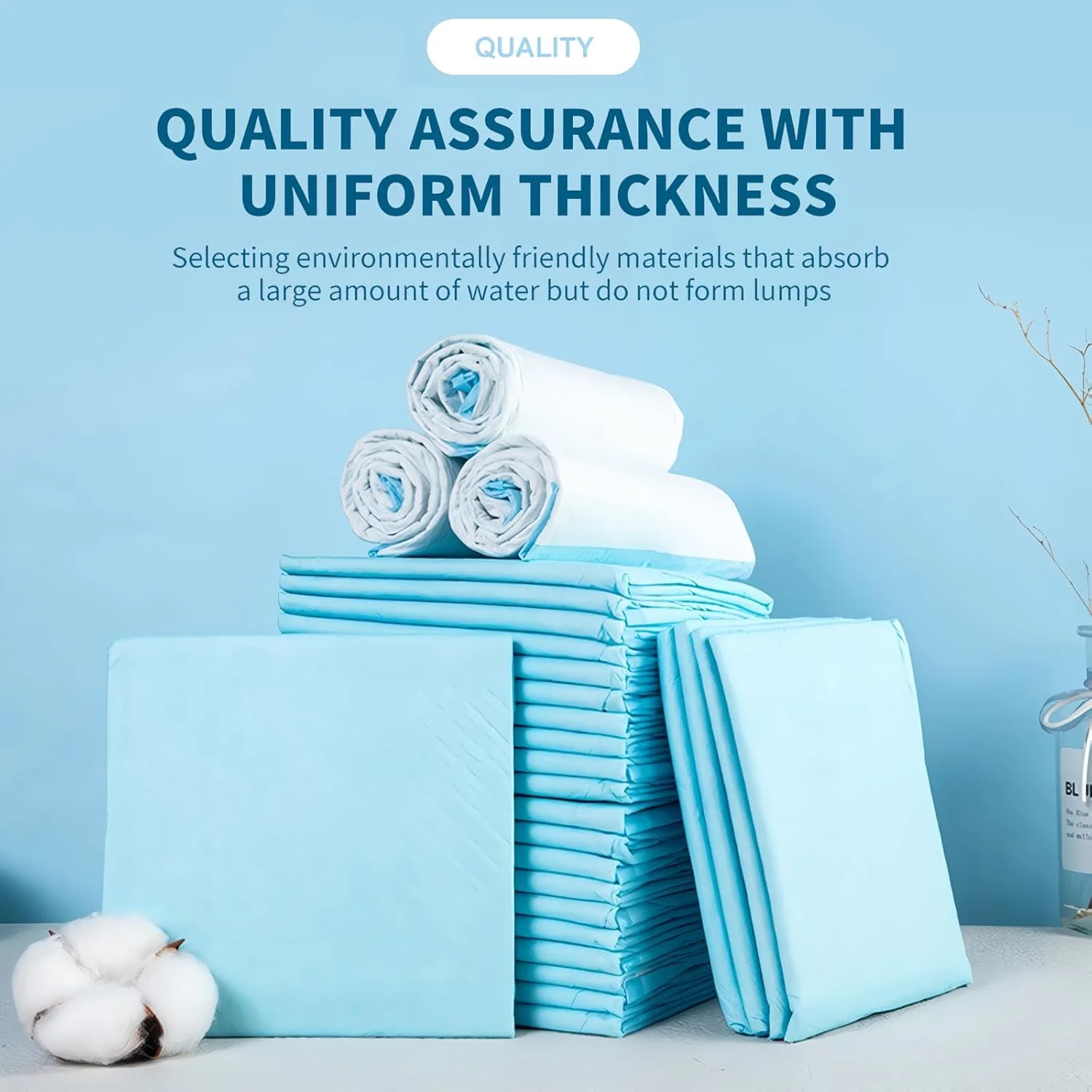 پدهای ادرار سگ و توله سگ، 60x60 سانتی متر، 40 عدد، پدهای آموزشی توله سگ، پدهای ادرار جاذب سگ برای داخل خانه، آبی و سفید (سایز بزرگ)