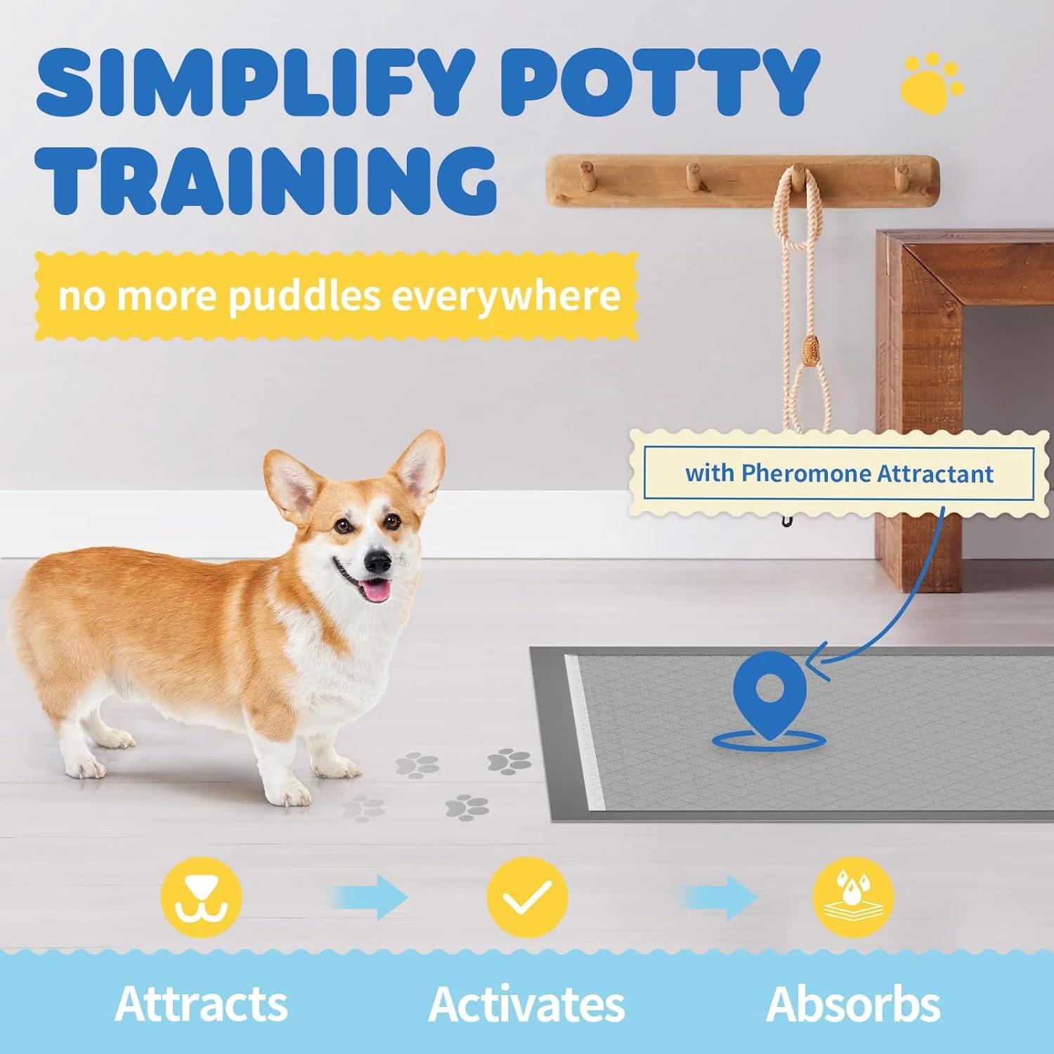 پدهای آموزشی سگ Powools بسته 100 عددی سایز X-Large - پدهای ادرار سگ 86x71 سانتی‌متر برای آموزش دستشویی با طراحی ضد نشت و خشک‌شونده سریع، پدهای 6 لایه برای سگ، زغالی، مشکی