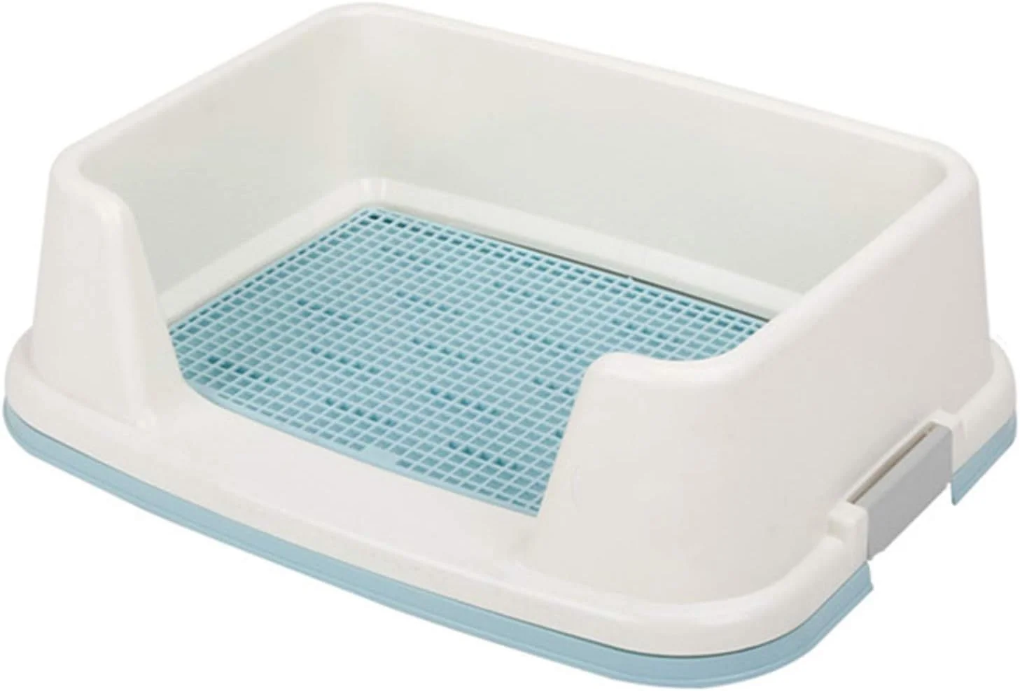 Portable Plastic Fenced Pets Toilet Training Tray for Cats and Dogs, Waterproof Non-Slip Puppy Potty with Side and Grid, Easy Clean-Up (Color : Blue, Size : 65×50.5×18.5 cm)