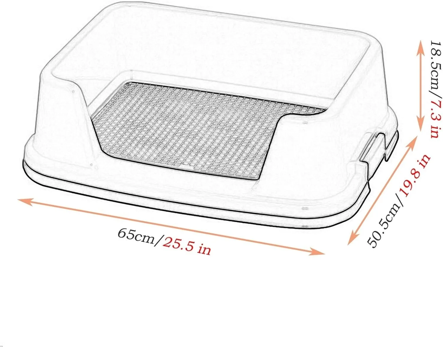 Portable Plastic Fenced Pets Toilet Training Tray for Cats and Dogs, Waterproof Non-Slip Puppy Potty with Side and Grid, Easy Clean-Up (Color : Blue, Size : 65×50.5×18.5 cm)