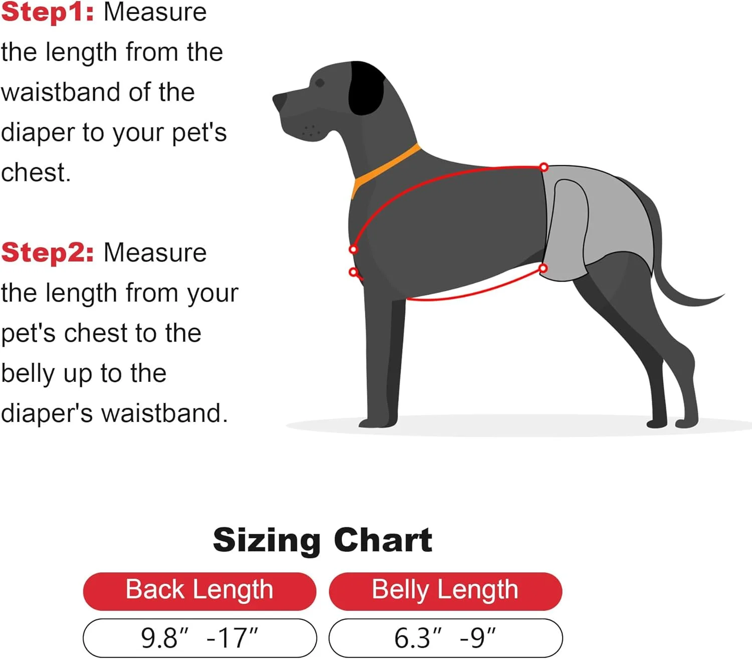 دو عدد بند نگهدارنده پوشک سگ ماده، قابل تنظیم، قرمز با قلب سفید، سایز متوسط