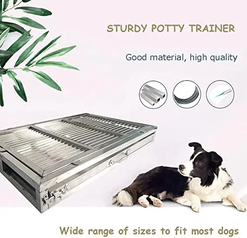 جعبه بستر سگ استیل ضد زنگ قابل حمل - آموزش توالت داخلی/خارجی، سینی توالت حیوانات خانگی با تمیز کردن آسان برای آموزش دستشویی، تشک حمام بادوام (123x80x7.5cm)