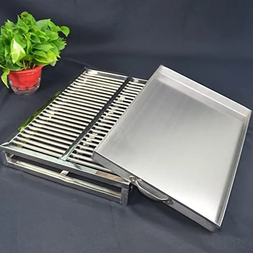 آموزش توالت سگ قابل حمل، راه حل آموزش ادرار و مدفوع در داخل/خارج از خانه، جعبه بستر استیل ضد زنگ، آموزش آسان خانگی برای سگ ها، 60x40x7.5 سانتی متر، استیل بادوام 304