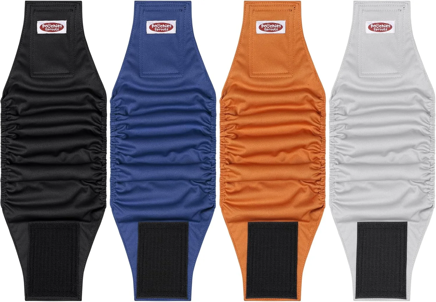 باند شکمی قابل شستشو برای سگ های نر (بسته 4 عددی)، پوشینه سگ نر قابل استفاده مجدد، دورپیچ شکمی سگ نر قابل شستشو، سایز متوسط