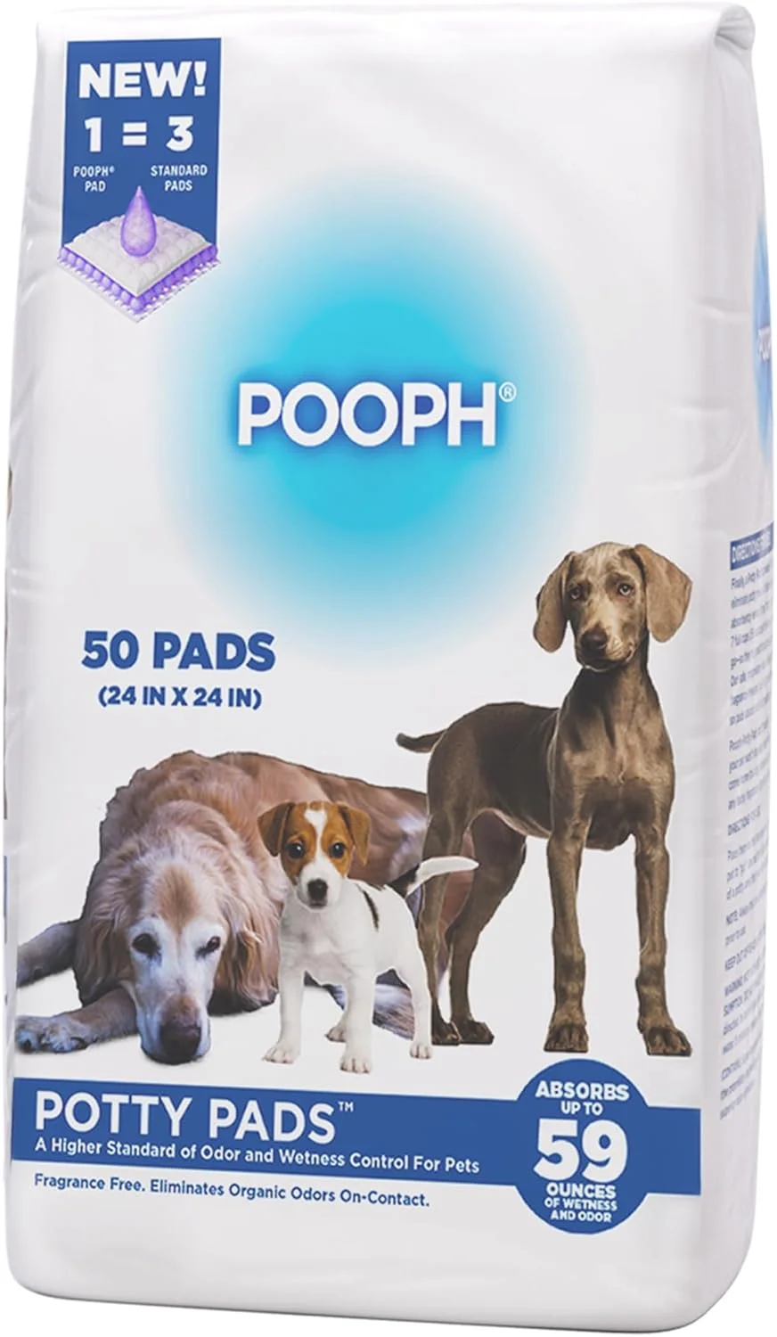 پدهای ادرار سگ POOPH® – بسته 50 عددی – جذب فوق العاده و کنترل بو – جذب 1740 میلی لیتر، ضد نشت، ضد رد پا، ضد ریزش – خشک شدن سریع، یکبار مصرف، 60x60 سانتی متر – برای توله سگ ها، حیوانات مسن، حیوانات خانگی خانه نشین