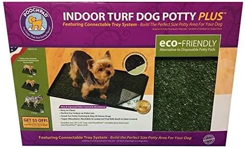PoochPads Indoor Turf Dog Potty Plus, for Dogs up to 20 lbs, 24" L X 16" W X 1" H, 24 in