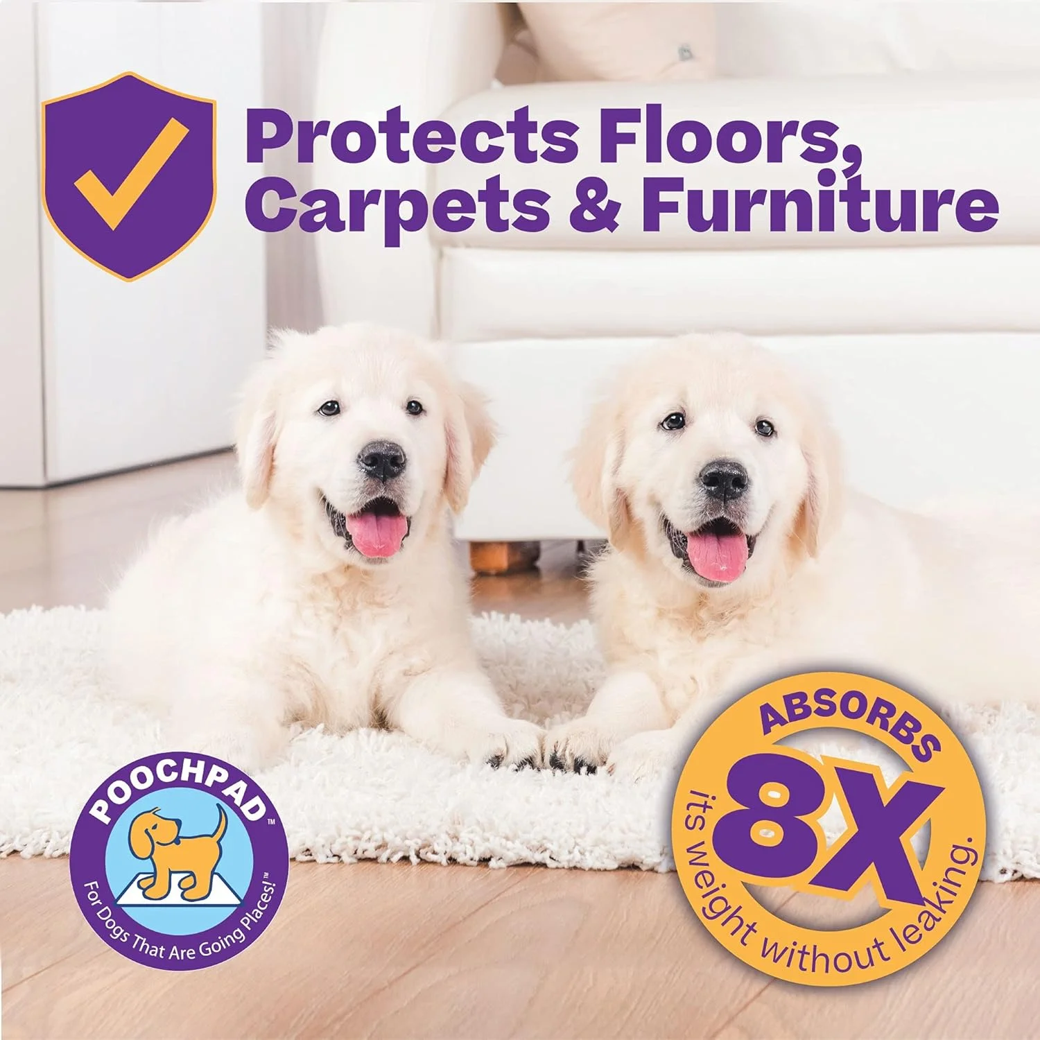 پد سگ سنتی پوچ پد، متوسط، 50 در 68 سانتی متر - سفید