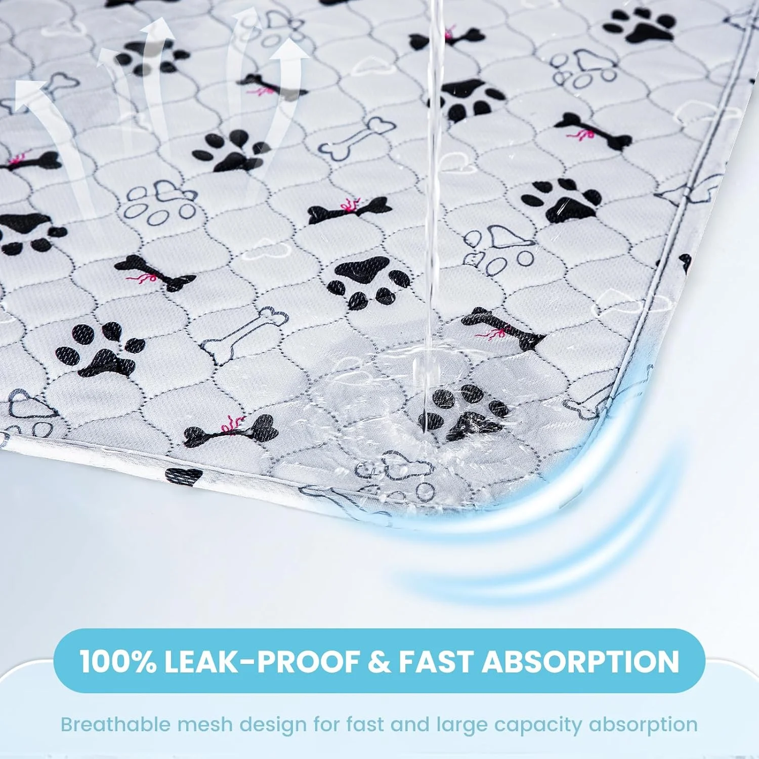 پدهای سگ قابل شستشو PmakeEorT، بسته 2 عددی پد آموزشی سگ قابل استفاده مجدد با جذب سریع، زیرانداز ضد آب سگ، پد ادرار برای باکس، قفس، کف - 50x70 سانتی متر