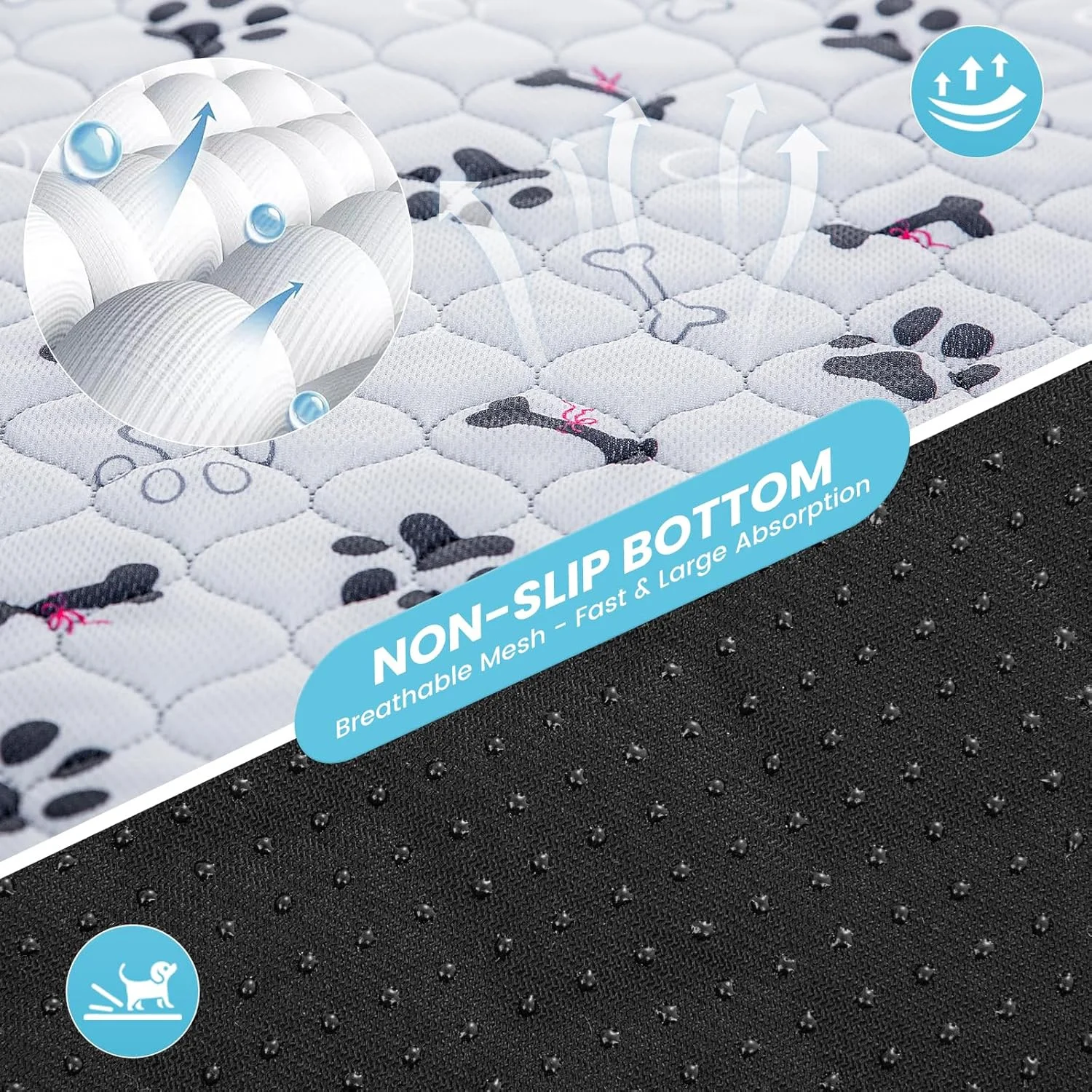 پدهای سگ قابل شستشو PmakeEorT، بسته 2 عددی پد آموزشی سگ قابل استفاده مجدد با جذب سریع، زیرانداز ضد آب سگ، پد ادرار برای باکس، قفس، کف - 50x70 سانتی متر