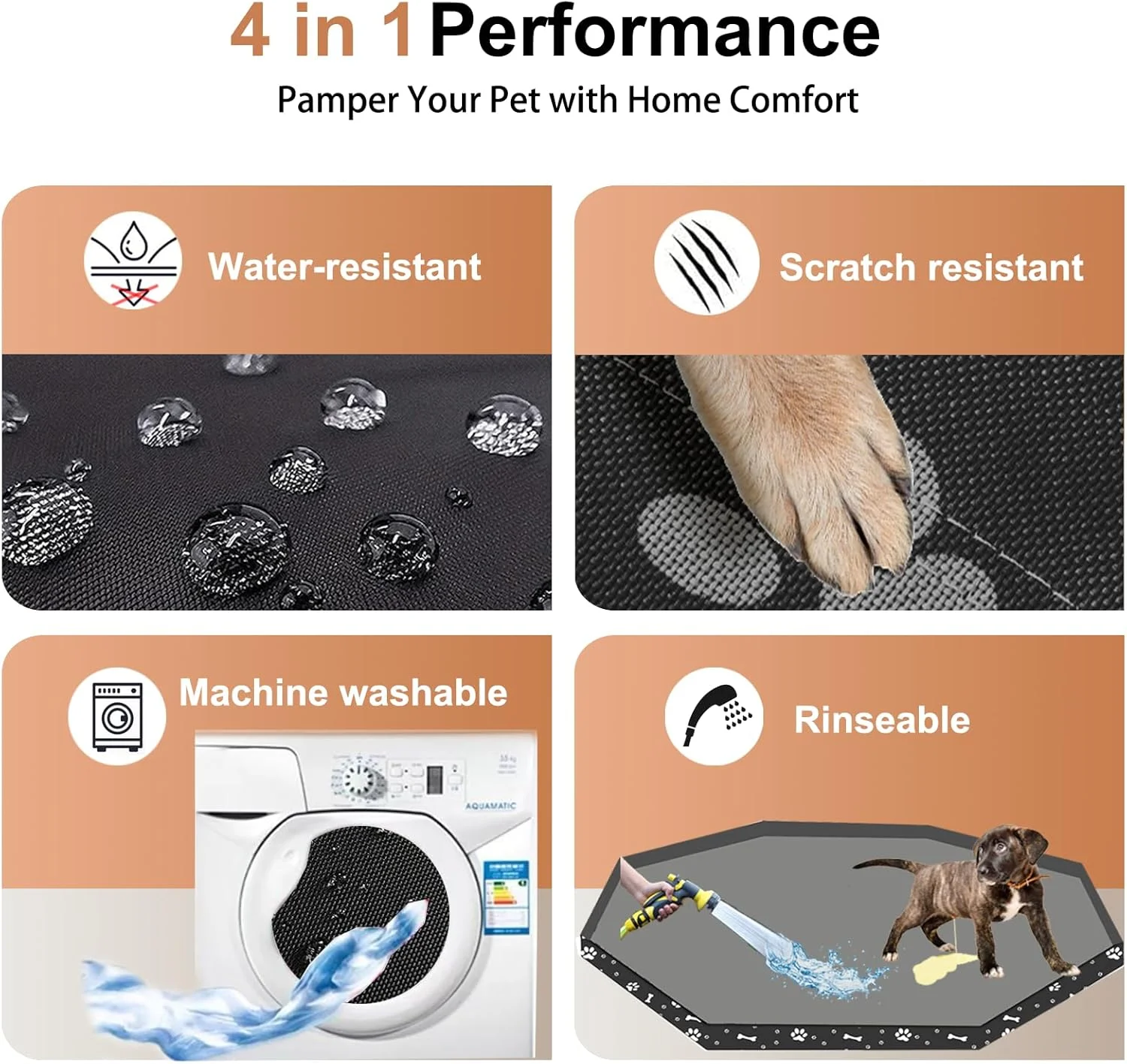 پد زیرین محوطه بازی سگ برای محوطه فلزی هشت ضلعی 8 پنلی حیوانات خانگی 24 اینچی | تشک آموزش سگ ضد آب و قابل استفاده مجدد | طراحی با اتصالات سگک الاستیک (توجه: محوطه بازی شامل نمی شود) (مشکی)