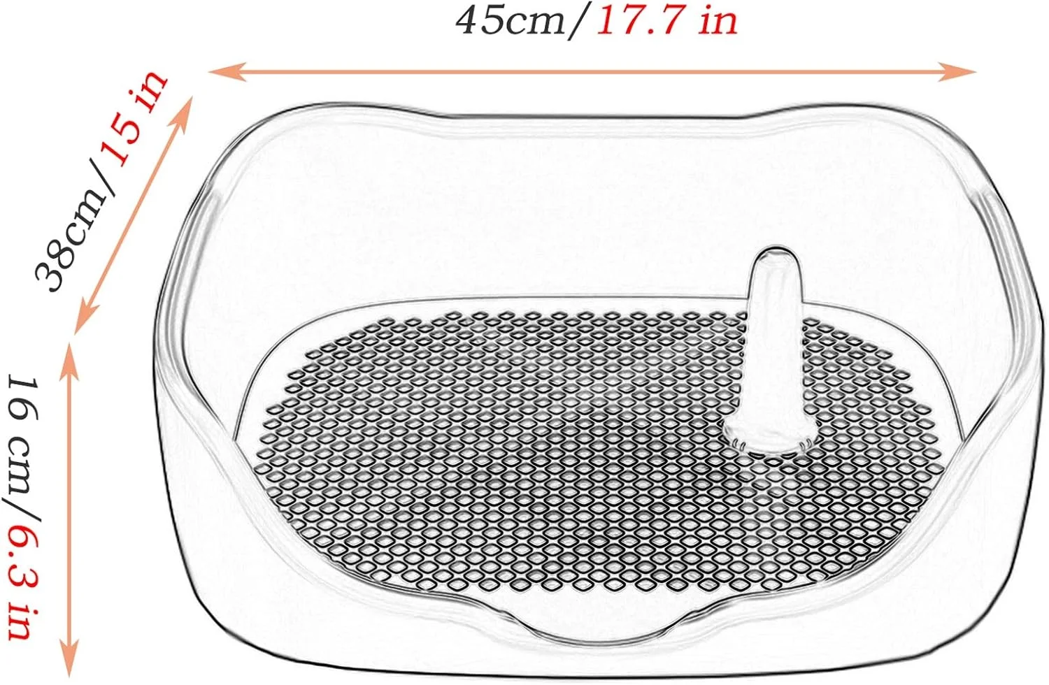 سینی آموزش ادرار سگ و گربه پلاستیکی با میله جداشدنی و نرده جانبی، توالت حیوانات خانگی آپارتمانی برای توله سگ ها و گربه ها (رنگ: آبی، اندازه: 45×38×16 سانتی متر)