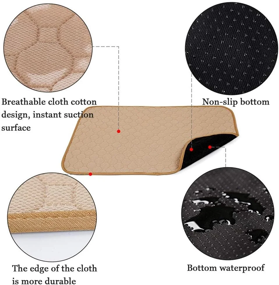 پدهای آموزشی قابل شستشو برای سگ ها، زیرانداز آموزشی توله سگ، پد ادرار سگ ضد آب و قابل استفاده مجدد، پدهای بی اختیاری سگ با قدرت جذب فوق العاده برای کنترل بو در سفر، ضد نشت، ضد لغزش