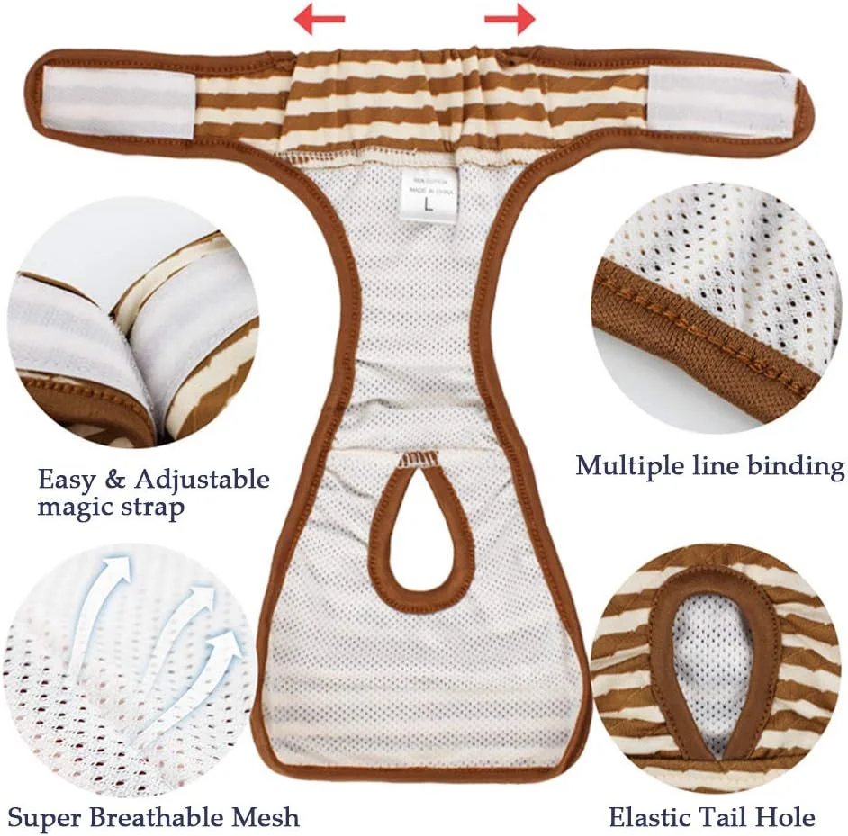 شورت بهداشتی سگ ماده، بسته 3 عددی، پوشک حیوانات خانگی قابل استفاده مجدد، شورت فیزیولوژیکی، پوشک بی اختیاری سگ قابل شستشو در ماشین لباسشویی، راحت، بادوام و قابل تنظیم