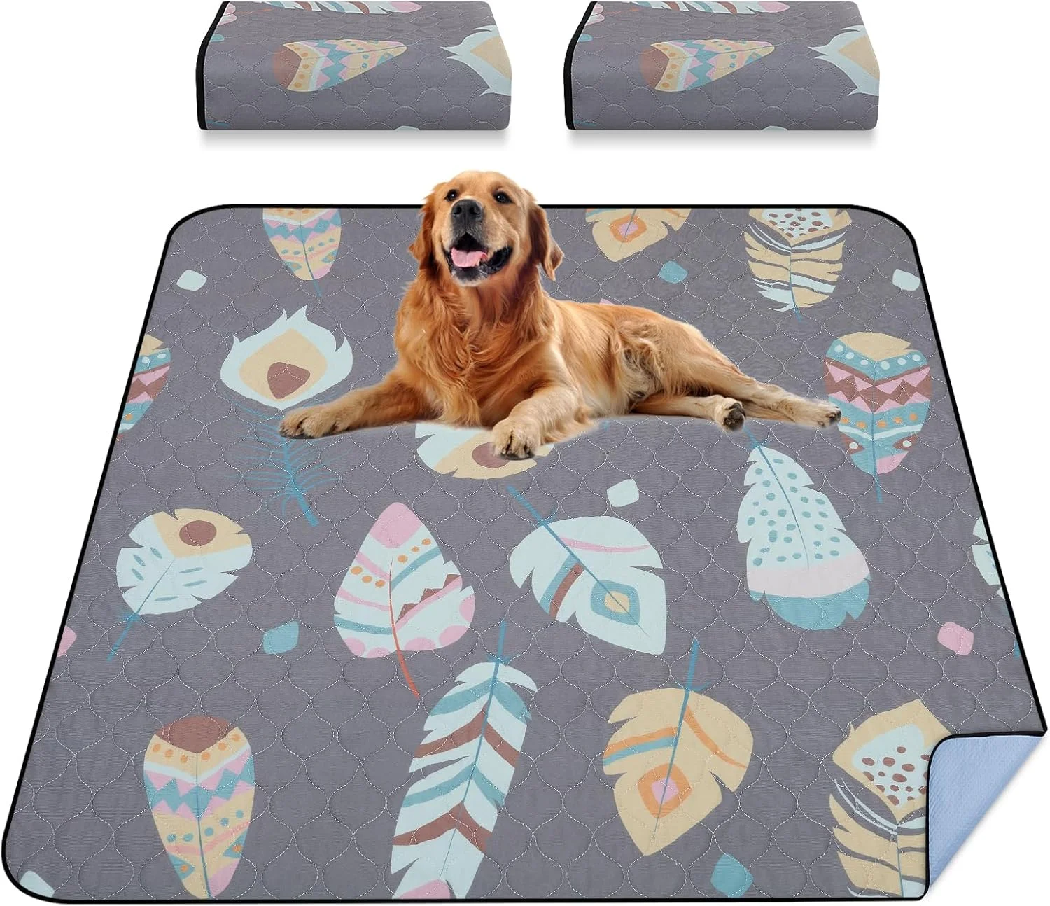 پدهای ادرار شوییدنی سگ، بسته 2 عددی، فوق العاده جاذب و ضد نشت، پدهای زایمان غیر لغزنده و قابل استفاده مجدد، پدهای آموزش ادرار ضد آب برای سگ، مناسب برای پارک بازی، باکس، آموزش دستشویی - 79x92 سانتی متر (خاکستری)