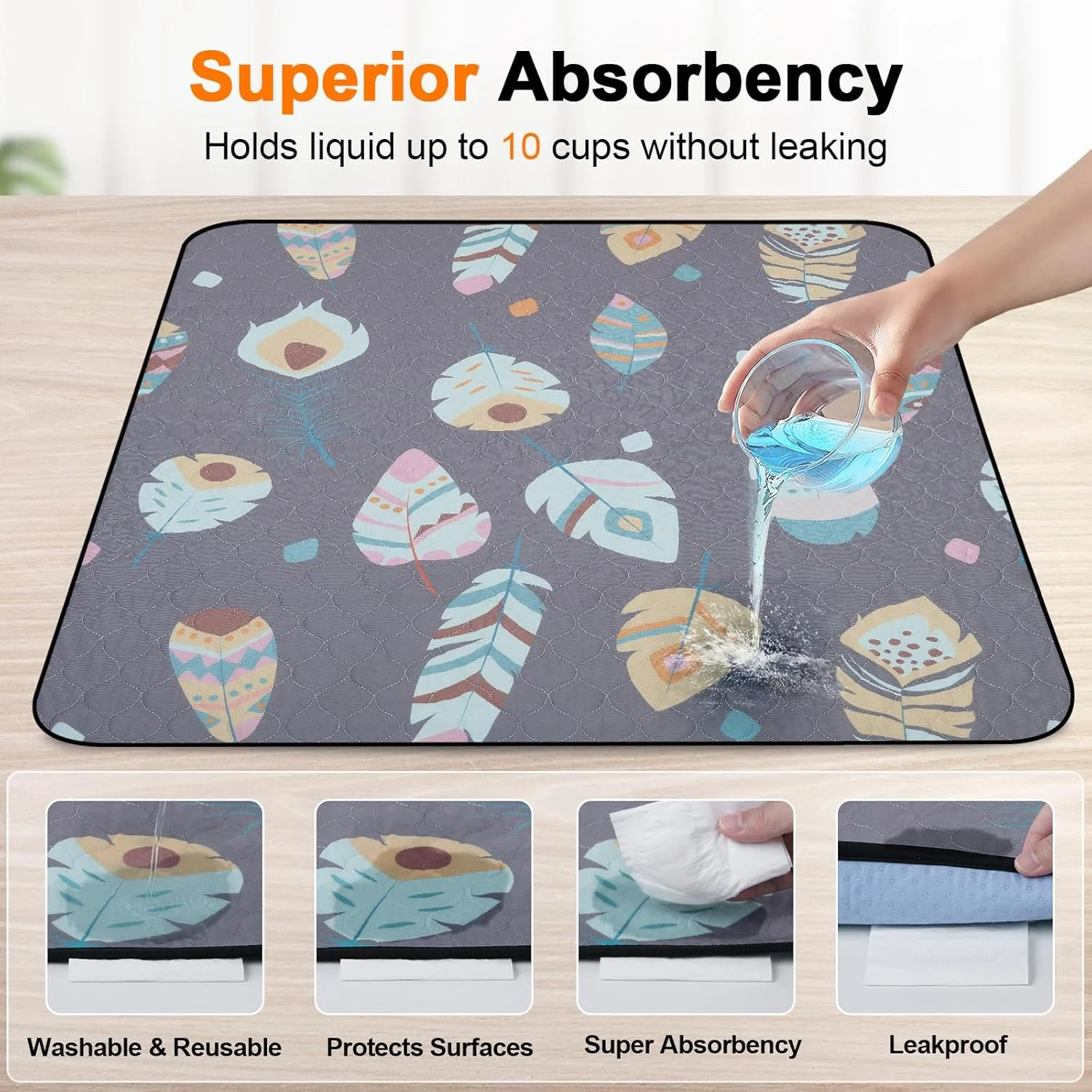 پدهای ادرار شوییدنی سگ، بسته 2 عددی، فوق العاده جاذب و ضد نشت، پدهای زایمان غیر لغزنده و قابل استفاده مجدد، پدهای آموزش ادرار ضد آب برای سگ، مناسب برای پارک بازی، باکس، آموزش دستشویی - 79x92 سانتی متر (خاکستری)