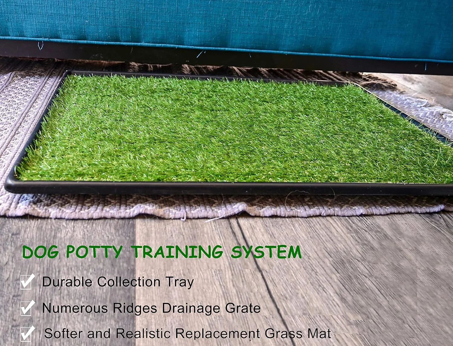 توالت چمن سگ PICK FOR LIFE PFL، سایز بزرگ 51 x 63.5 سانتی متر، سیستم های دستشویی سگ داخلی و خارجی، توالت قابل حمل با چمن مصنوعی و سینی، سینی آموزش مجدد توله سگ