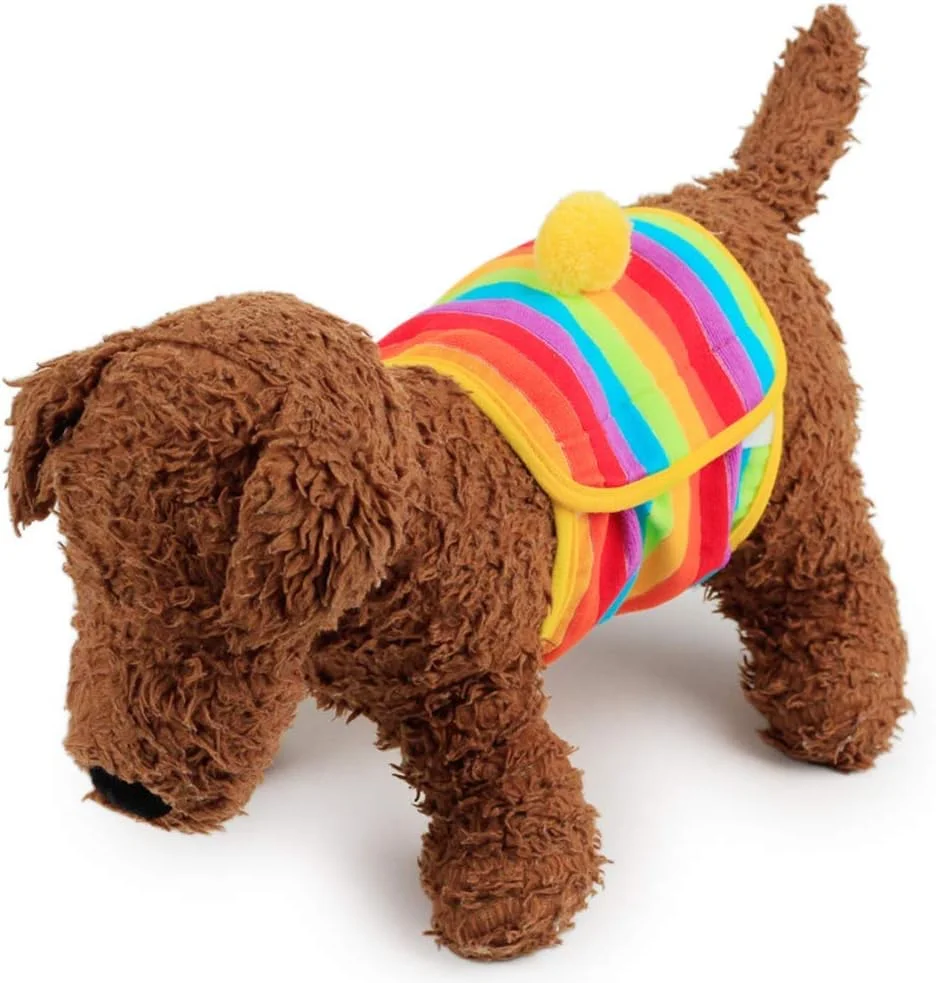 شلوار پوشکی سگ خانگی، لباس زیر فیزیولوژیکی نخی، دور شکم، شورت بهداشتی برای سگ نر، طرح رنگین کمانی