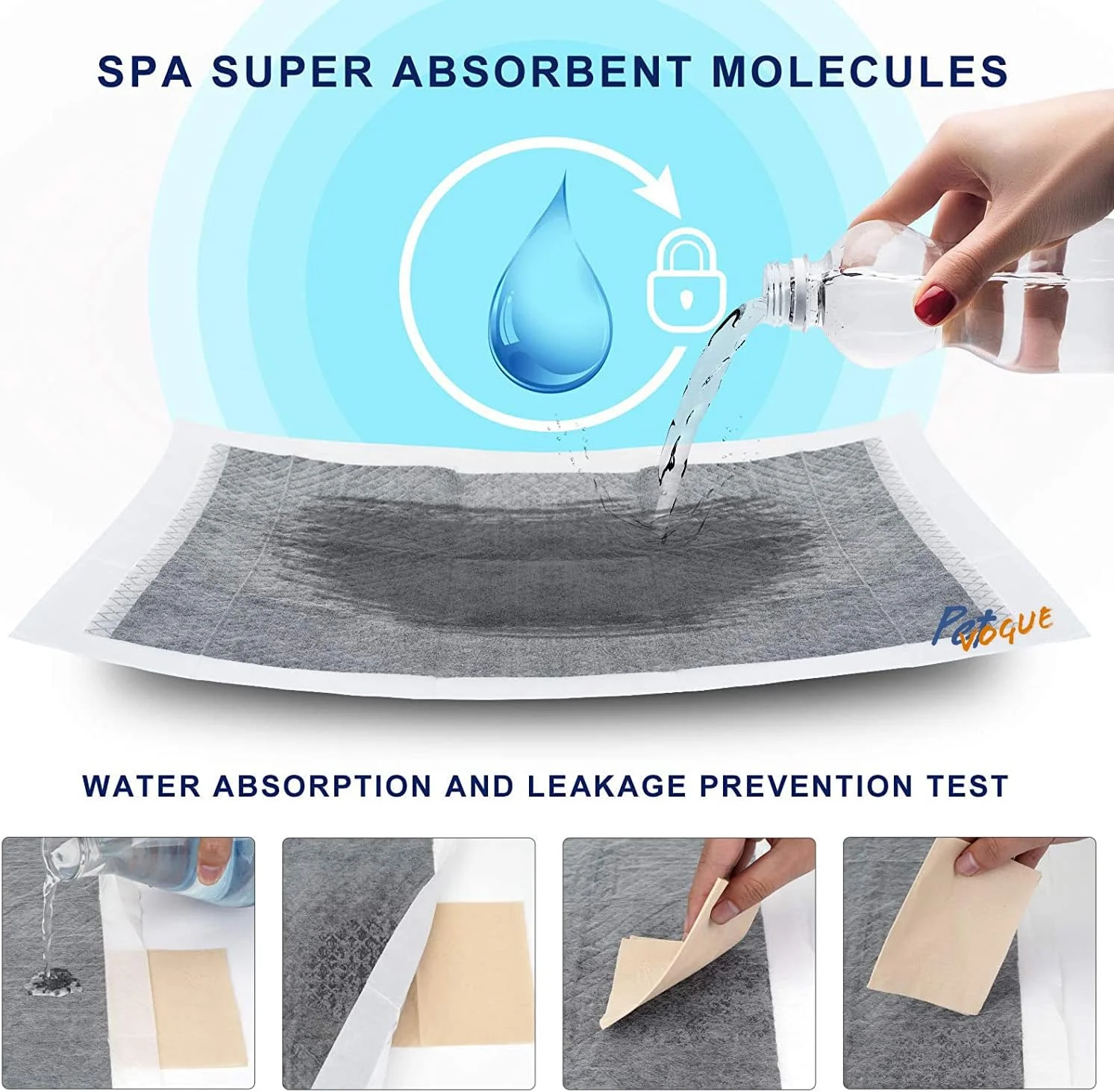 پدهای ذغالی آموزش ادرار حیوانات خانگی پت ووگ، مناسب سگ، گربه، توله سگ و سایر حیوانات خانگی، پدهای فوق العاده جاذب ادرار | آموزش دهنده مدفوع و ادرار | پدهای دستشویی | 100% ضد آب و ضد لغزش - سایز کوچک (45x60 سانتی متر) - 50 عدد