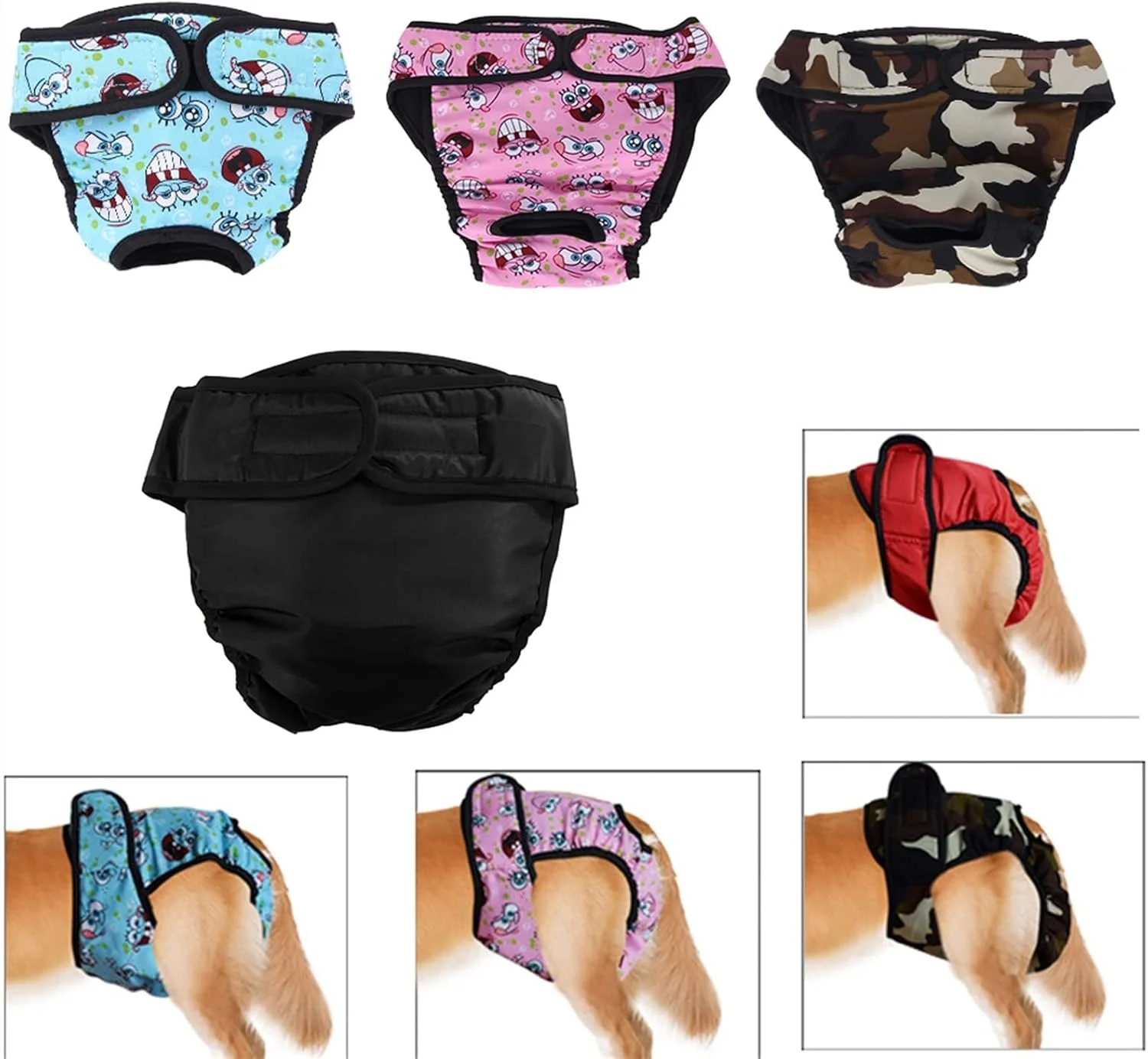 شورت بهداشتی سگ ماده قابل شستشو، 2 عددی (رنگ: مشکی، سایز: S)