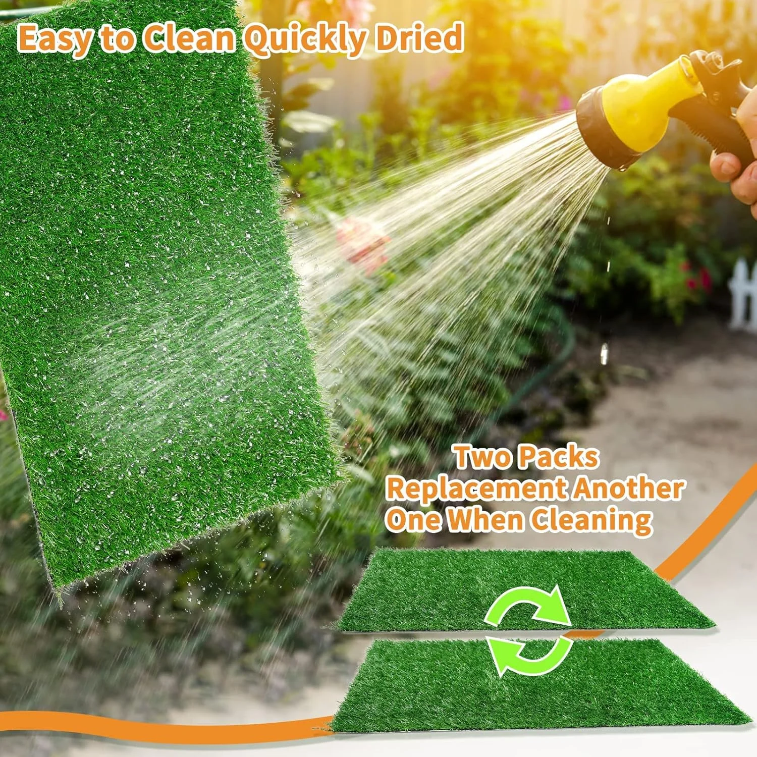 پد چمن مصنوعی سگ و توله سگ، پد ادرار چمن سگ، جایگزین چمن مصنوعی برای آموزش ادرار توله سگ، قابل استفاده در داخل و خارج از خانه - مجموعه 2 عددی (51x63 سانتی متر)