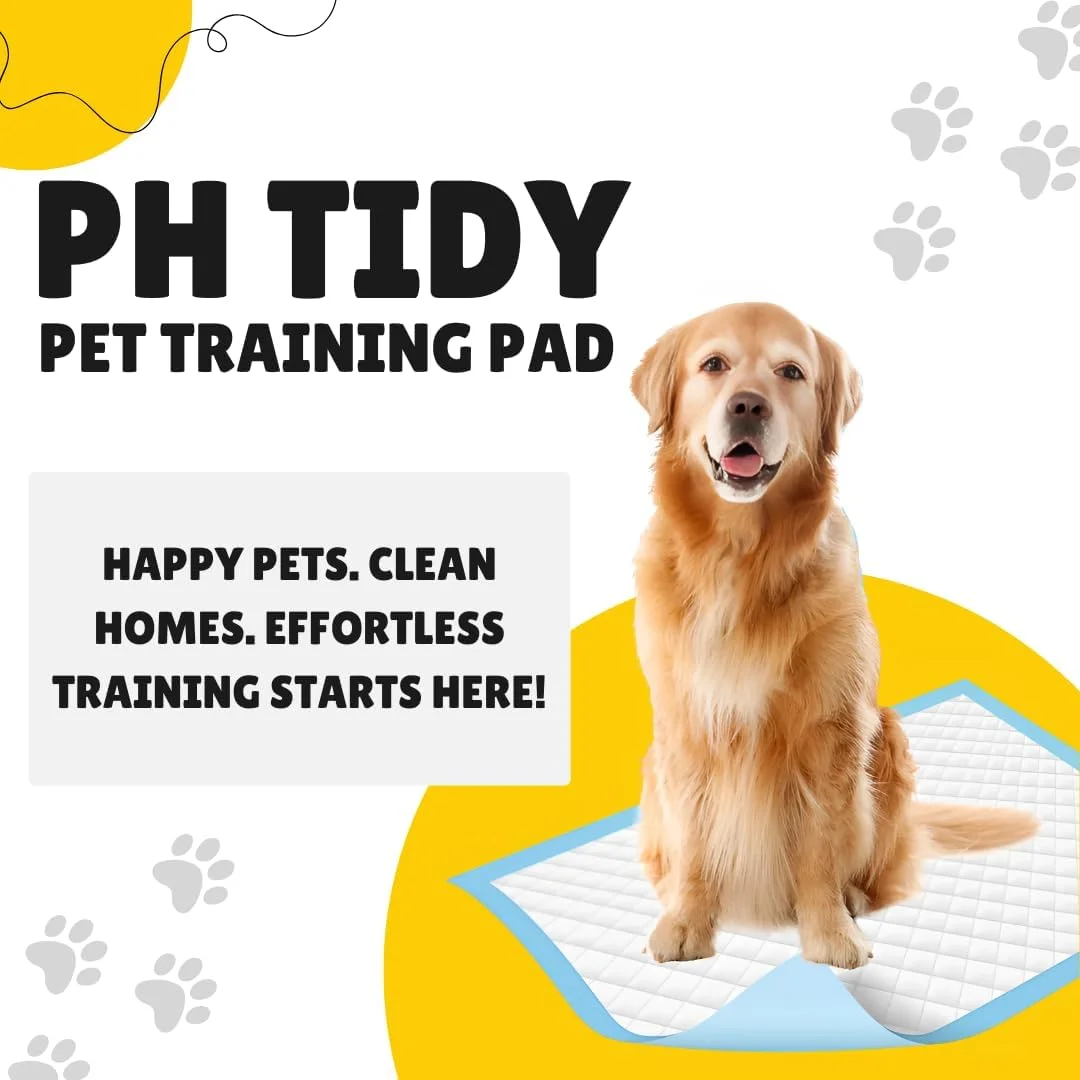 پدهای آموزشی یکبار مصرف حیوانات خانگی PH Tidy، 60x90 سانتی متر، سطح خشک شونده سریع و هسته جاذب، مناسب برای حیوانات خانگی نژاد کوچک/متوسط/بزرگ، سگ، گربه - 10 عدد