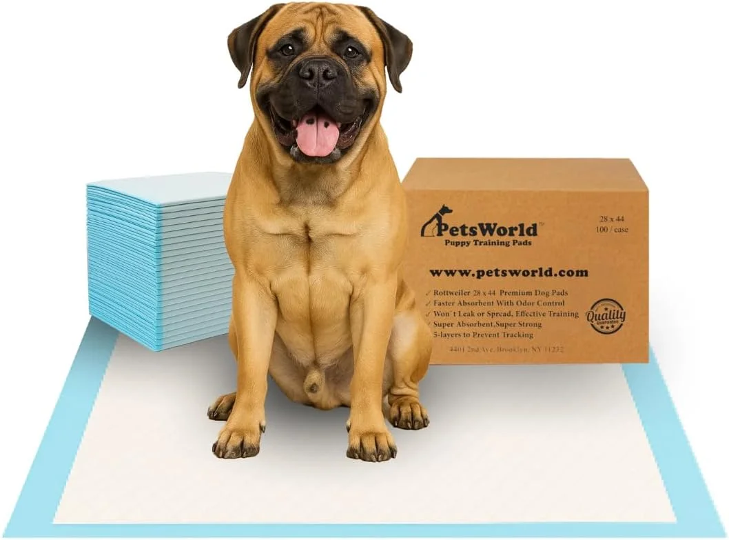 پدهای آموزش/دستشویی سگ بزرگ پتس ورلد، 71x112 سانتی متر، 100 عددی، بسیار بزرگ، مقاوم در برابر پارگی، فوق العاده جاذب و ضد نشت
