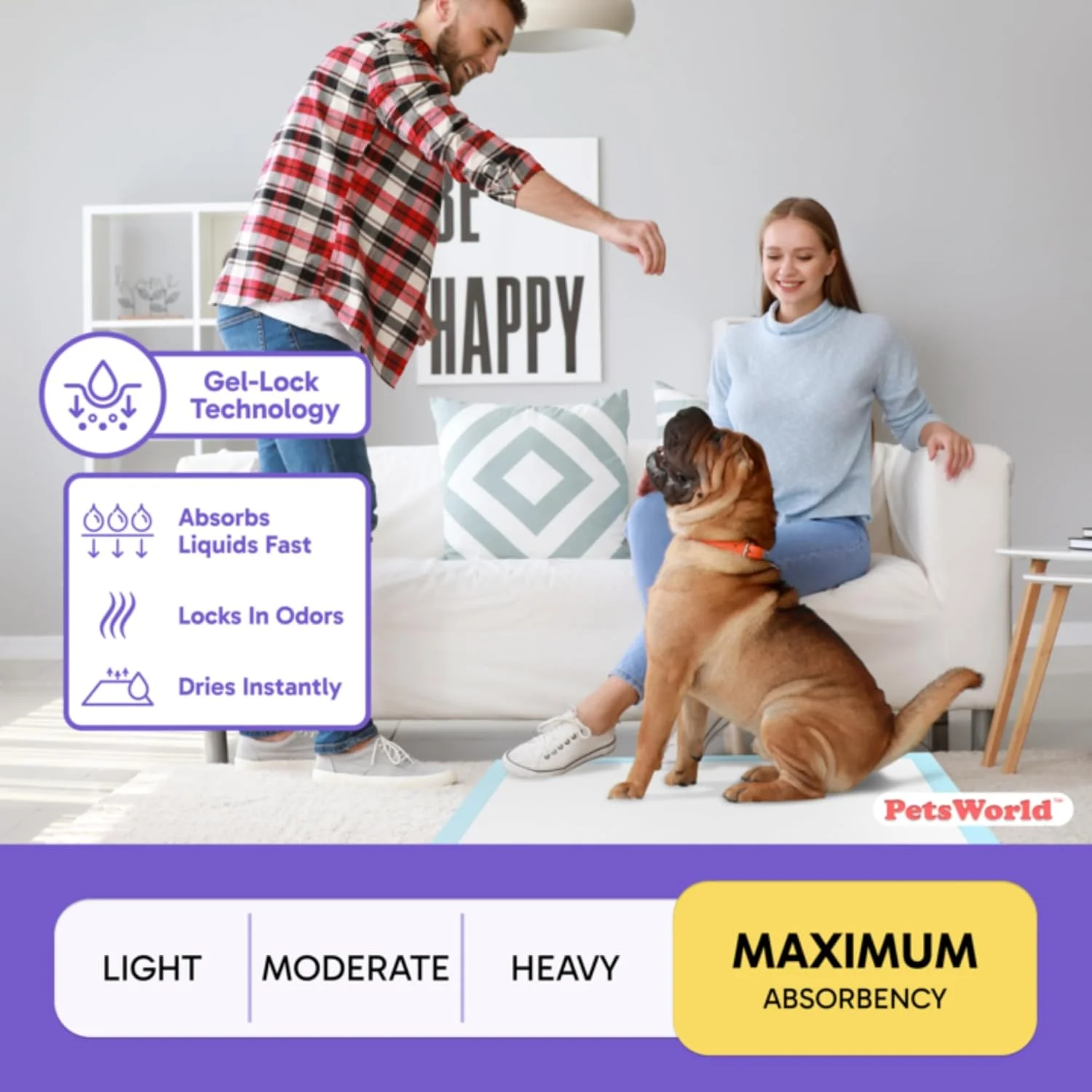 پدهای آموزشی سگ پتس ورلد، بسته 50 عددی، 76x91 سانتی متر، قوی و فوق العاده جاذب، ضد نشت پدهای آموزشی سگ پتس ورلد، بسته 50 عددی، 76x91 سانتی متر، قوی و فوق العاده جاذب، ضد نشت