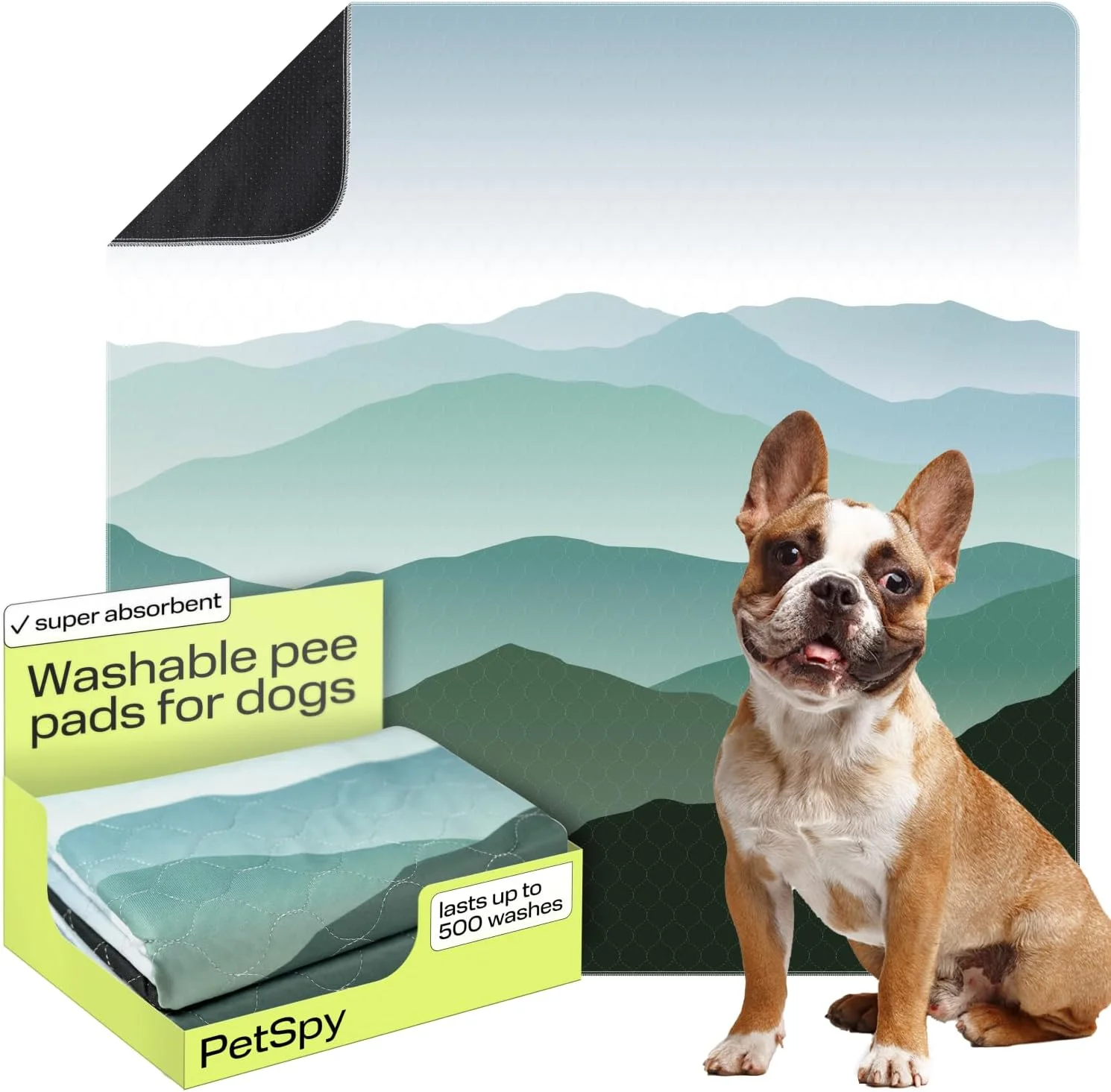 پدهای ادرار قابل شستشو سگ - پدهای ضد آب و قابل استفاده مجدد با سطح ضد لغزش - پدهای آموزش توالت سگ شیک محافظت در برابر نشت (منظره، 1 عدد - 183 x 183 سانتی متر)