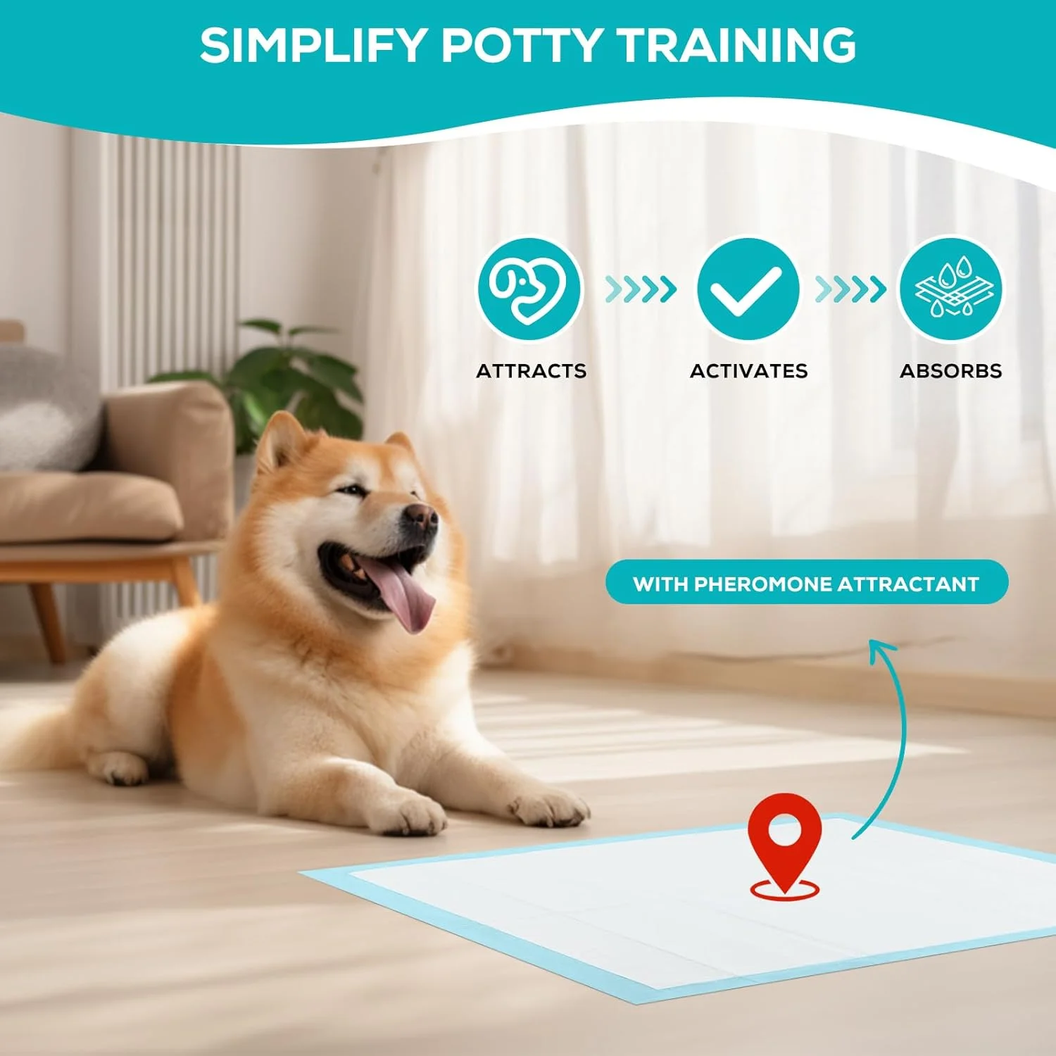 پدهای آموزشی سگ و توله سگ پتز هاب، بسته 50 عددی، پدهای آموزشی بزرگ فوق العاده جاذب، پدهای سگ سنگین و ضد نشت، پدهای ادرار یکبار مصرف و ضد لغزش توله سگ (56 x 56 سانتی متر) (بسته 50 عددی)