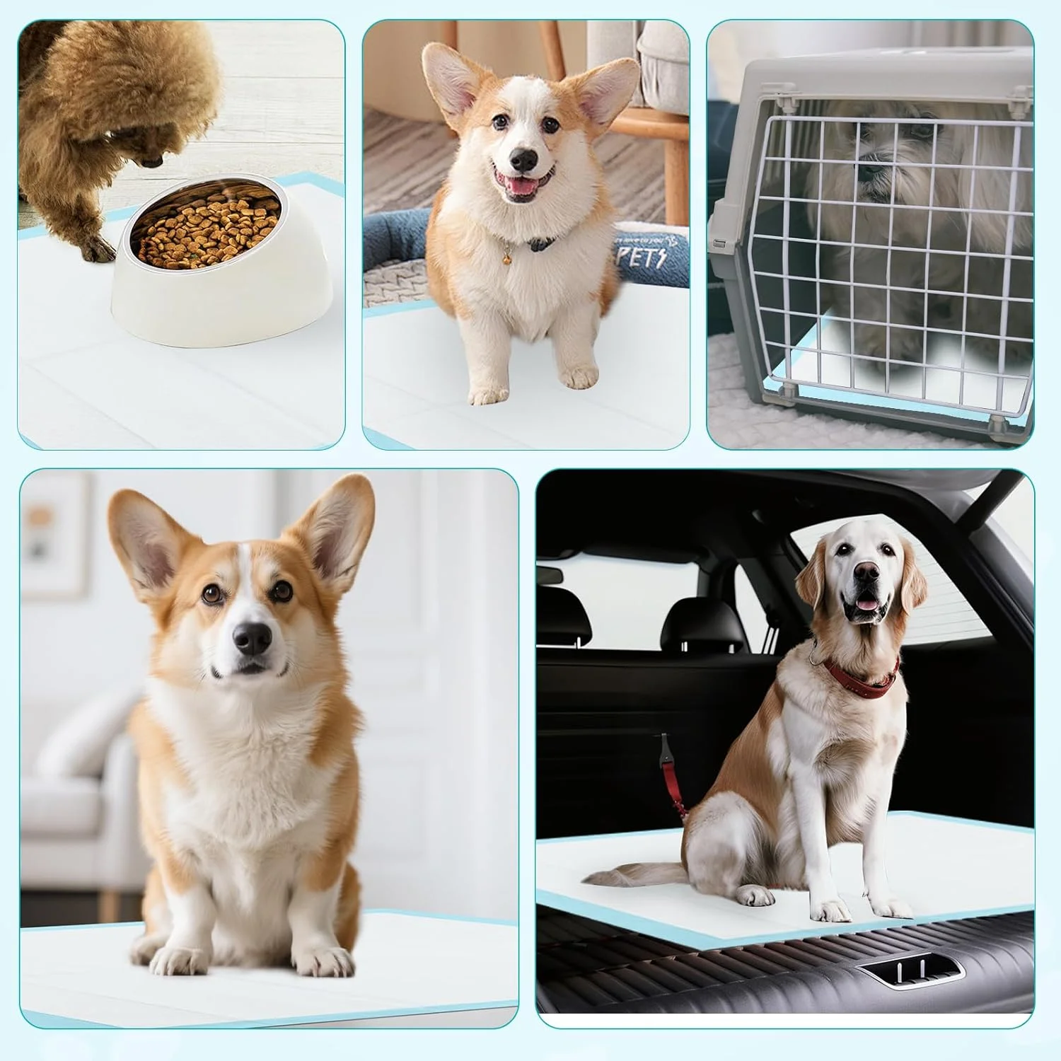 پدهای آموزشی سگ و توله سگ پتز هاب، بسته 50 عددی، پدهای آموزشی بزرگ فوق العاده جاذب، پدهای سگ سنگین و ضد نشت، پدهای ادرار یکبار مصرف و ضد لغزش توله سگ (56 x 56 سانتی متر) (بسته 50 عددی)