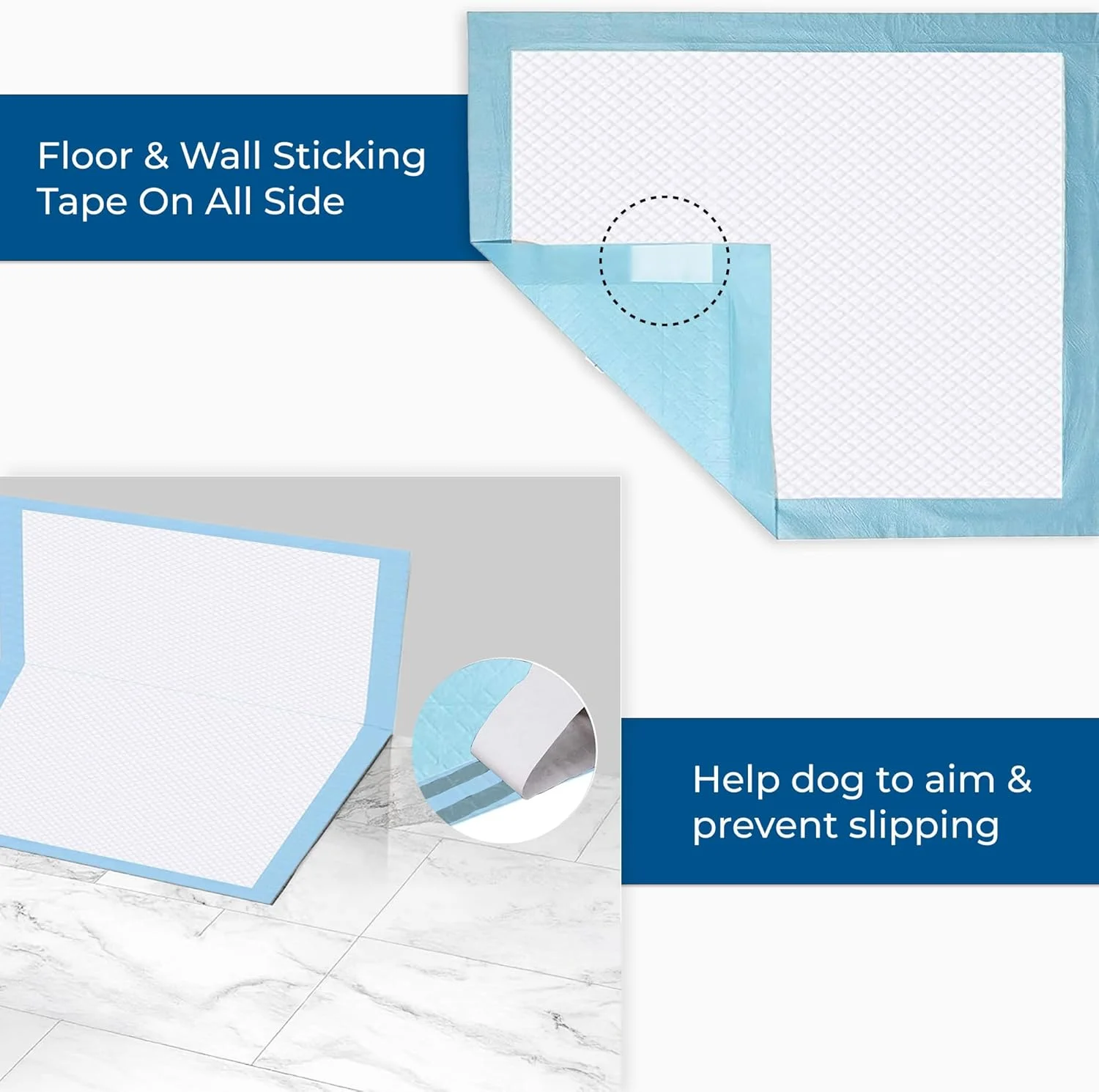 پدهای آموزشی حیوانات خانگی PetSapiens XL با نوار چسب کف، 60x90 سانتی متر (60 عدد) | پدهای ادرار آموزشی برای سگ ها | بادوام، خشک شدن سریع و جذب بالا | مناسب برای سگ های بزرگ، متوسط ​​و کوچک