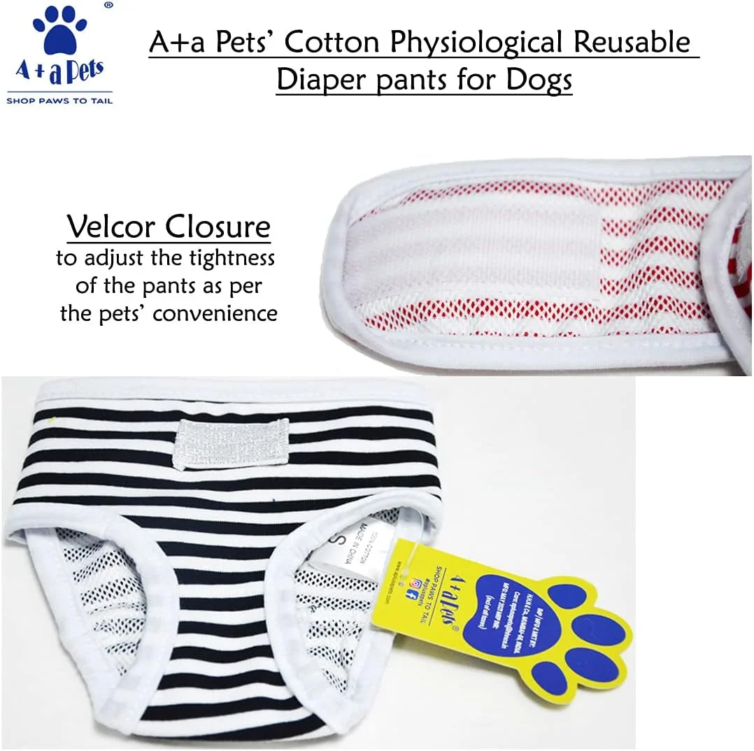 پوشک سگ پنبه ای A+a Pets | کشسان، راحت، قابل شستشو و استفاده مجدد (قرمز، 2XL)