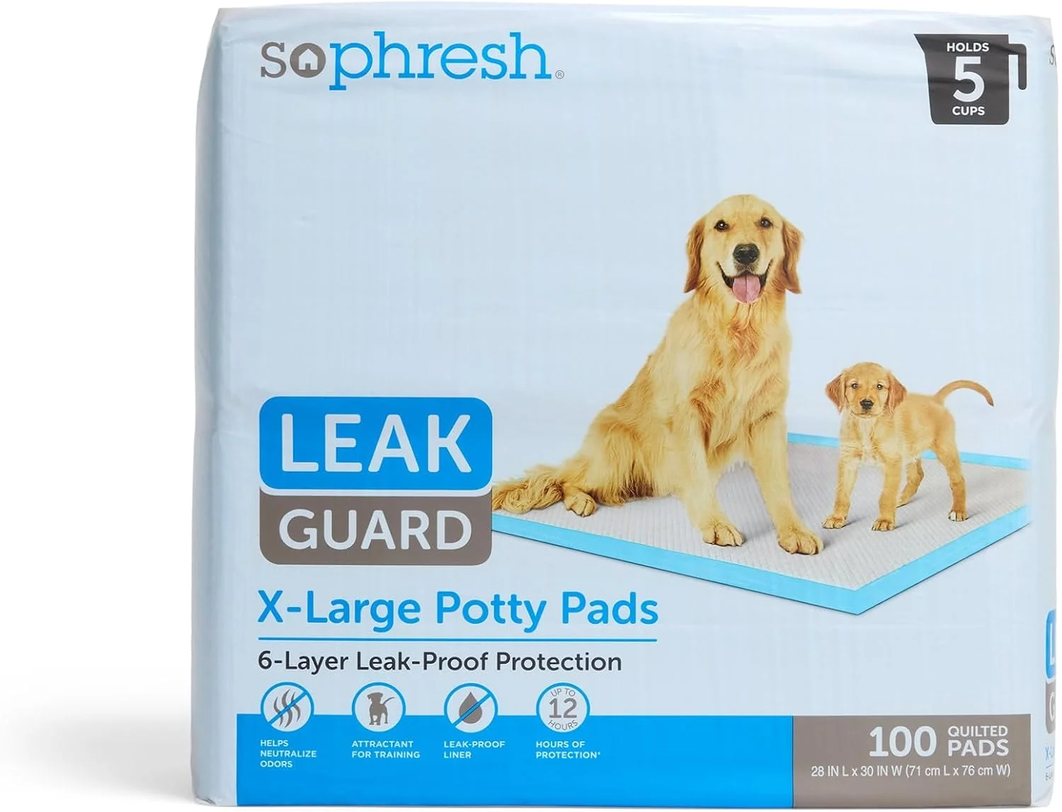 پدهای جاذب رطوبت بسیار بزرگ سگ سو فرش، 100 عددی، شیری رنگ پدهای جاذب رطوبت بسیار بزرگ سگ سو فرش، 100 عددی، شیری رنگ