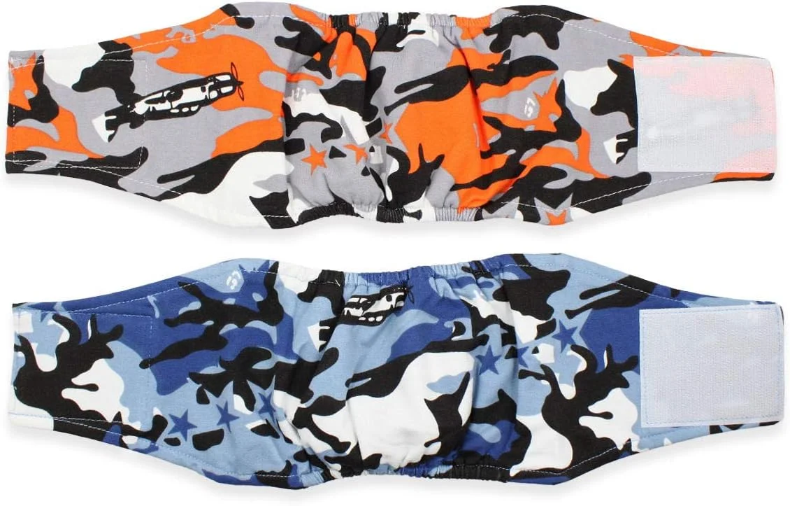 نوار شکمی سگ پتلسو، پوشک سگ نر قابل شستشو، بسته 2 عددی پوشک های قابل استفاده مجدد برای سگ های کوچک و متوسط - سایز M