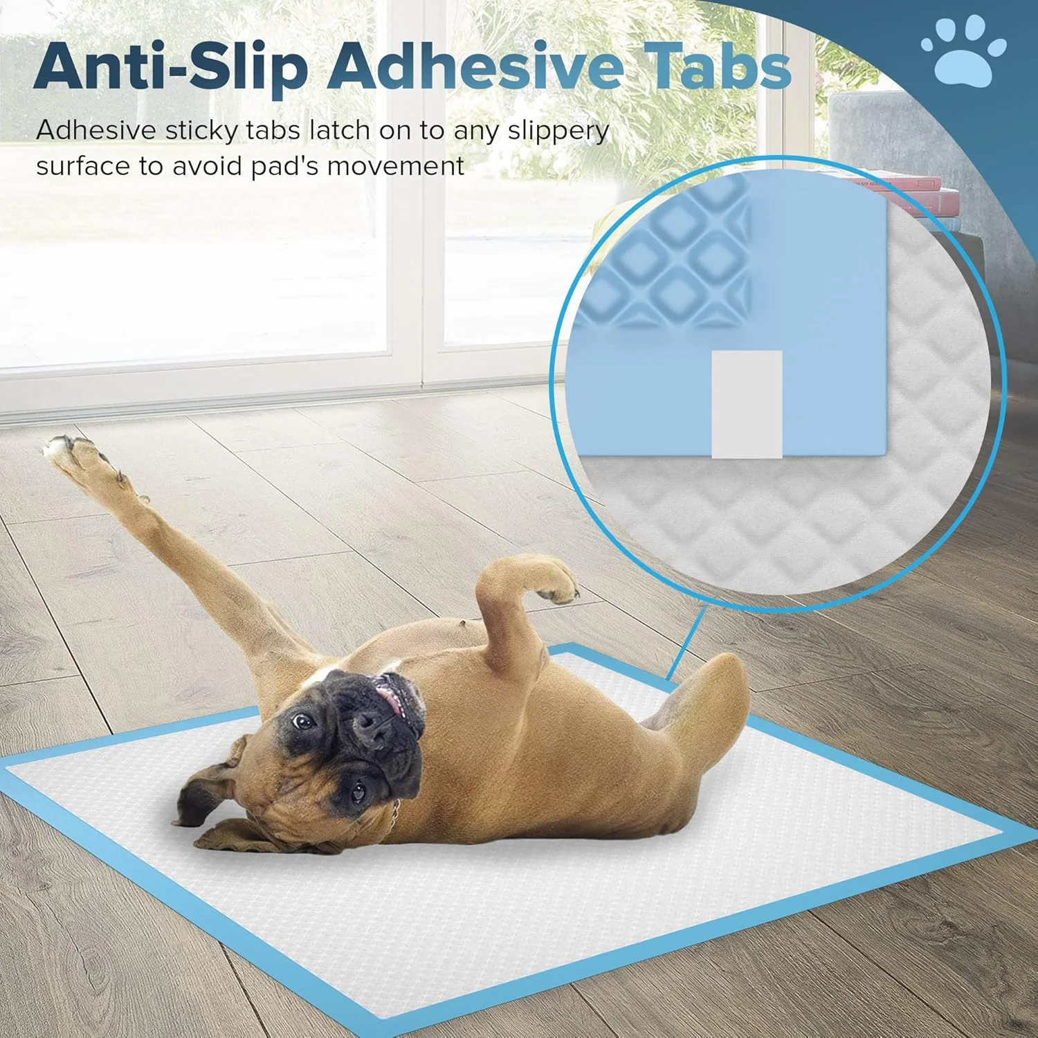 پدهای آموزشی سگ 50 عددی - پدهای بزرگ ادرار سگ 60x60 سانتی متر - نوارهای چسب ضد لغزش و پدهای فوق العاده جاذب سگ - محافظت از کف و فرش