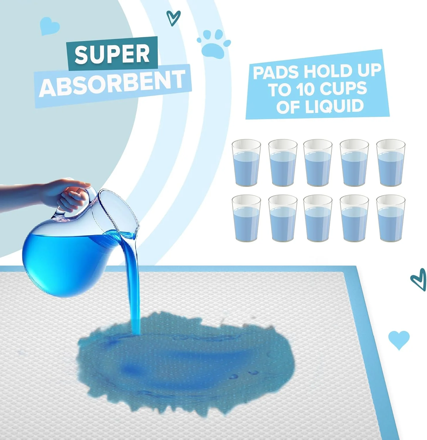 پدهای مخصوص سگ XL - سایز بزرگ 71 در 86 سانتی متر، پدهای ادرار فوق العاده جاذب برای سگ ها - ضد لغزش با نوارهای چسبنده، پدهای آموزش توالت بدون کثیف کاری