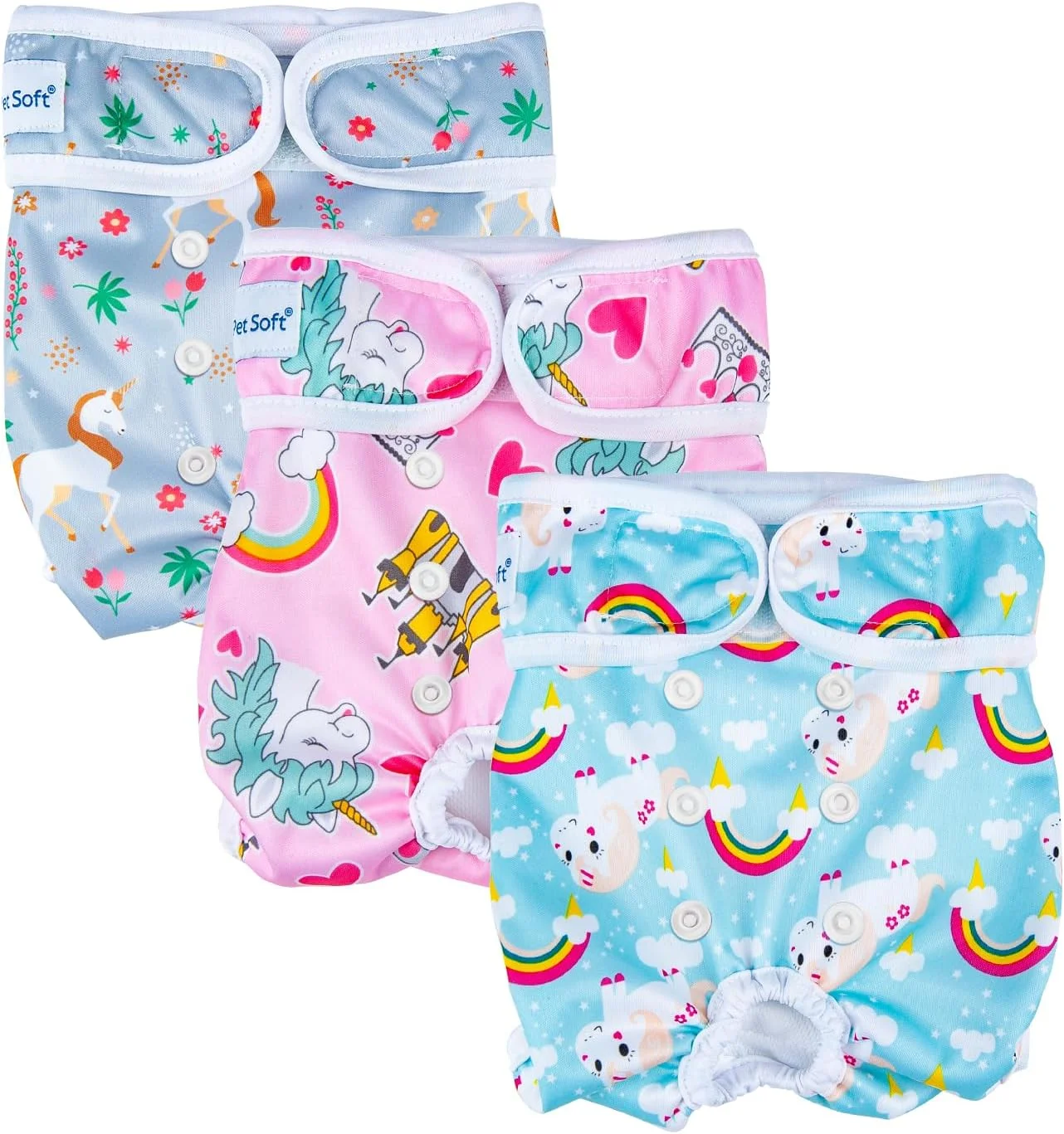 پوشک سگ ماده نرم و قابل شستشو (بسته 3 عددی) - پوشک سگ ماده، پوشک سگ راحت و قابل استفاده مجدد برای سگ های ماده در دوره فحلی (حیوانات، M)