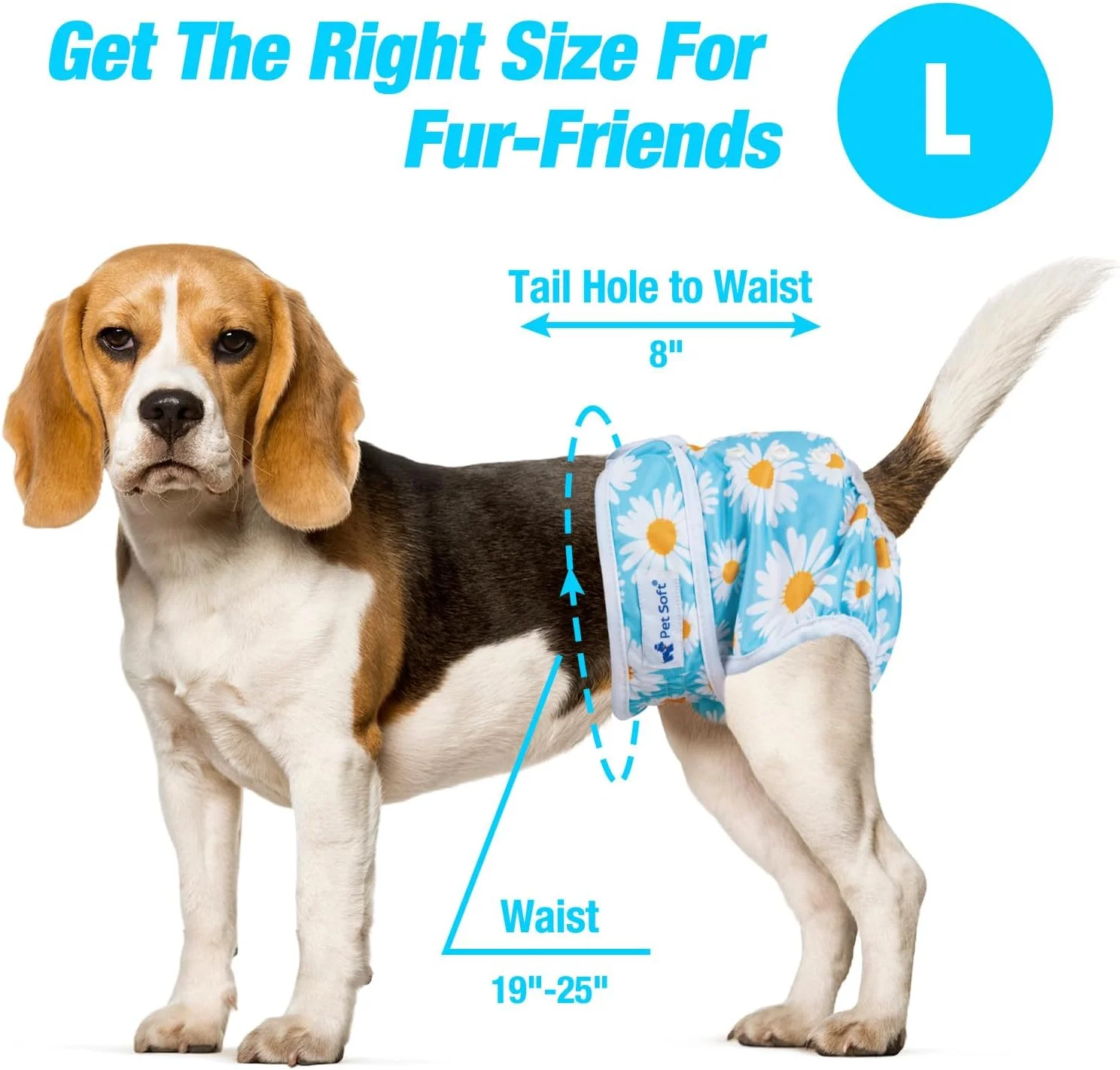 پوشک سگ ماده قابل شستشو (بسته 3 عددی) - پوشک سگ ماده، پوشک سگ راحت و قابل استفاده مجدد برای سگ های ماده در دوره عادت ماهیانه (گلدار، L)