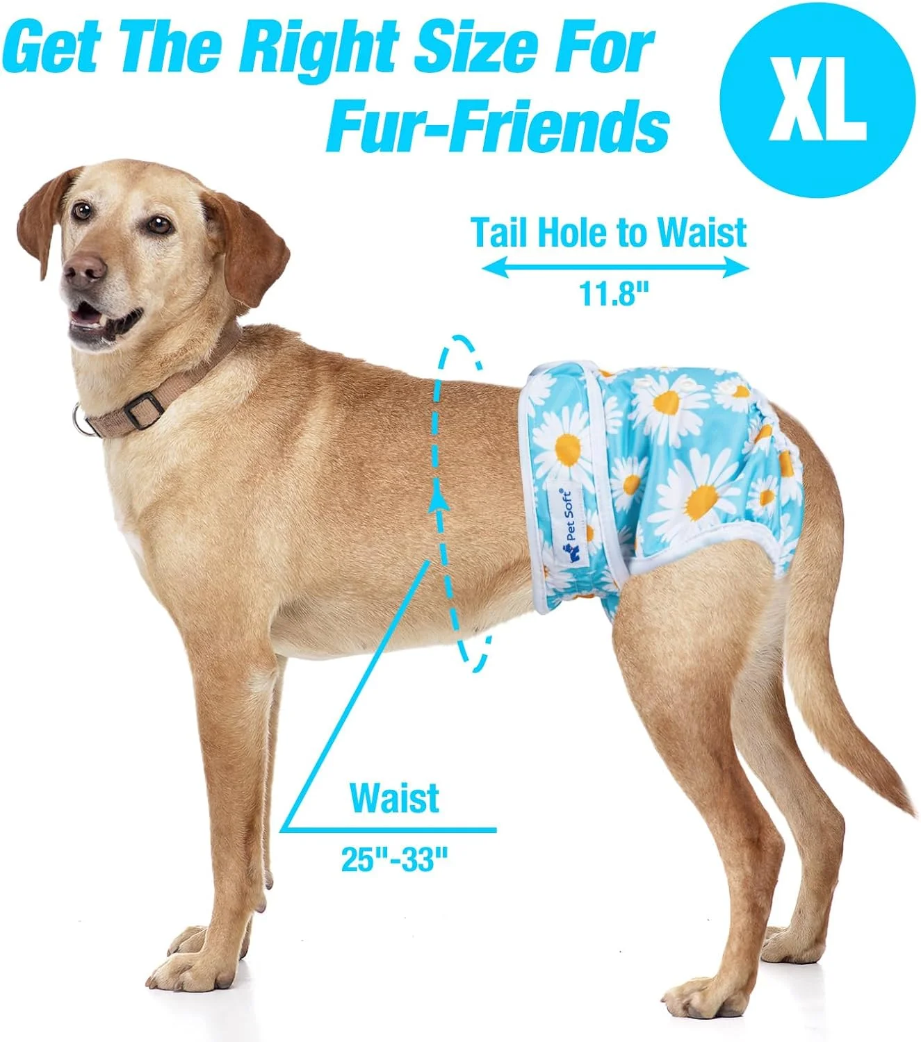 پوشک سگ ماده قابل شستشو (بسته 3 عددی) - پوشک سگ ماده، پوشک سگ راحت و قابل استفاده مجدد برای سگ های ماده در دوره عادت ماهیانه (طرح گل، سایز ایکس لارج)