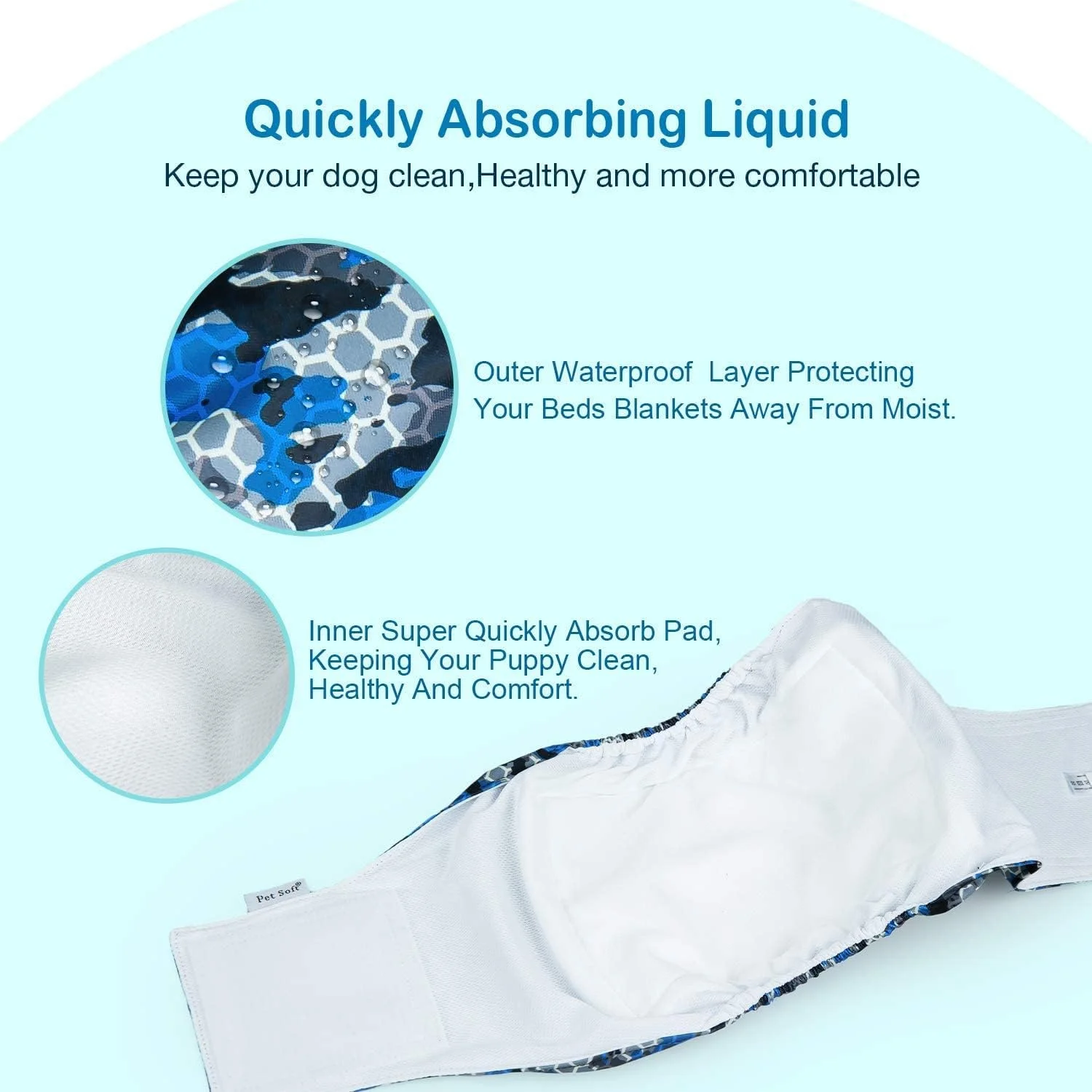 باند شکمی نرم و قابل شستشو حیوانات خانگی (بسته 3 عددی) - جدیدترین پوشک های سگ نر قابل شستشو 2021، پوشک های دور کمر سگ نر راحت و قابل استفاده مجدد برای توله سگ ها (M، ارتشی)