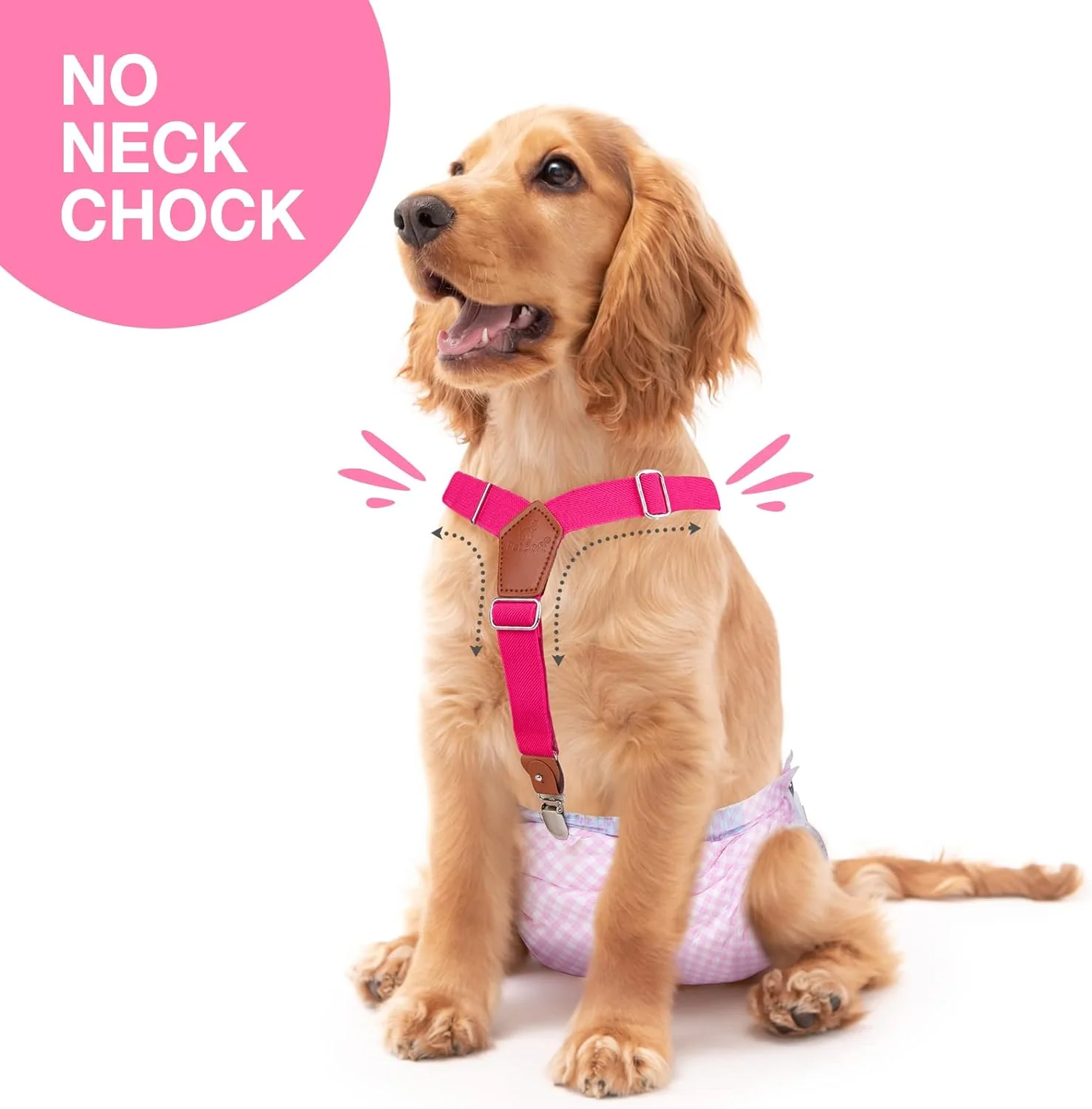Pet Soft Dog Suspenders 2 Pieces Female Dog Diaper Suspenders for Dogs Diaper Keeper Suspender for Dog Skirt, Dog Dress (Black & Pink, XS/S)