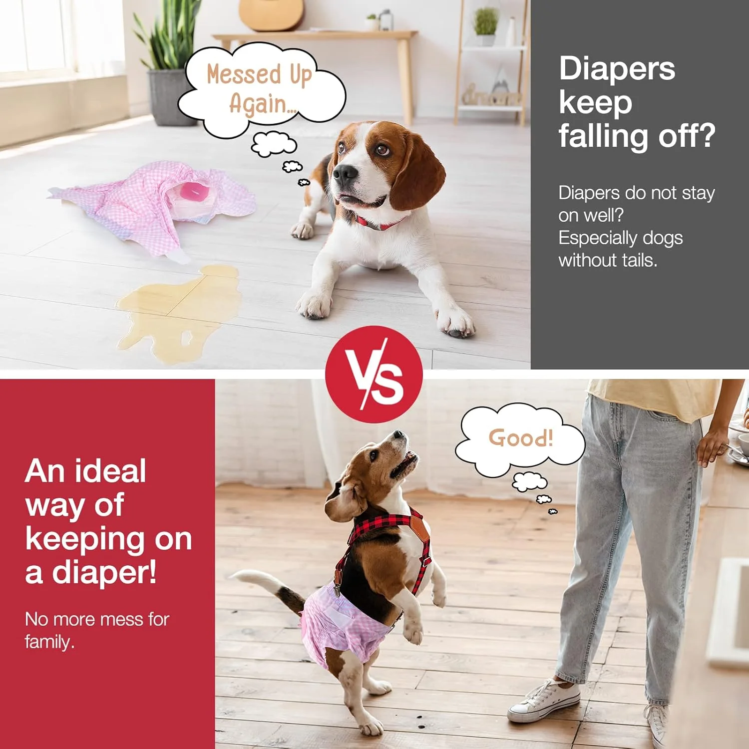 بند ساسپندر نرم سگ خانگی، 2 عدد، بند نگهدارنده پوشک سگ ماده برای دامن و لباس سگ (قهوه ای و زرشکی، S/M)