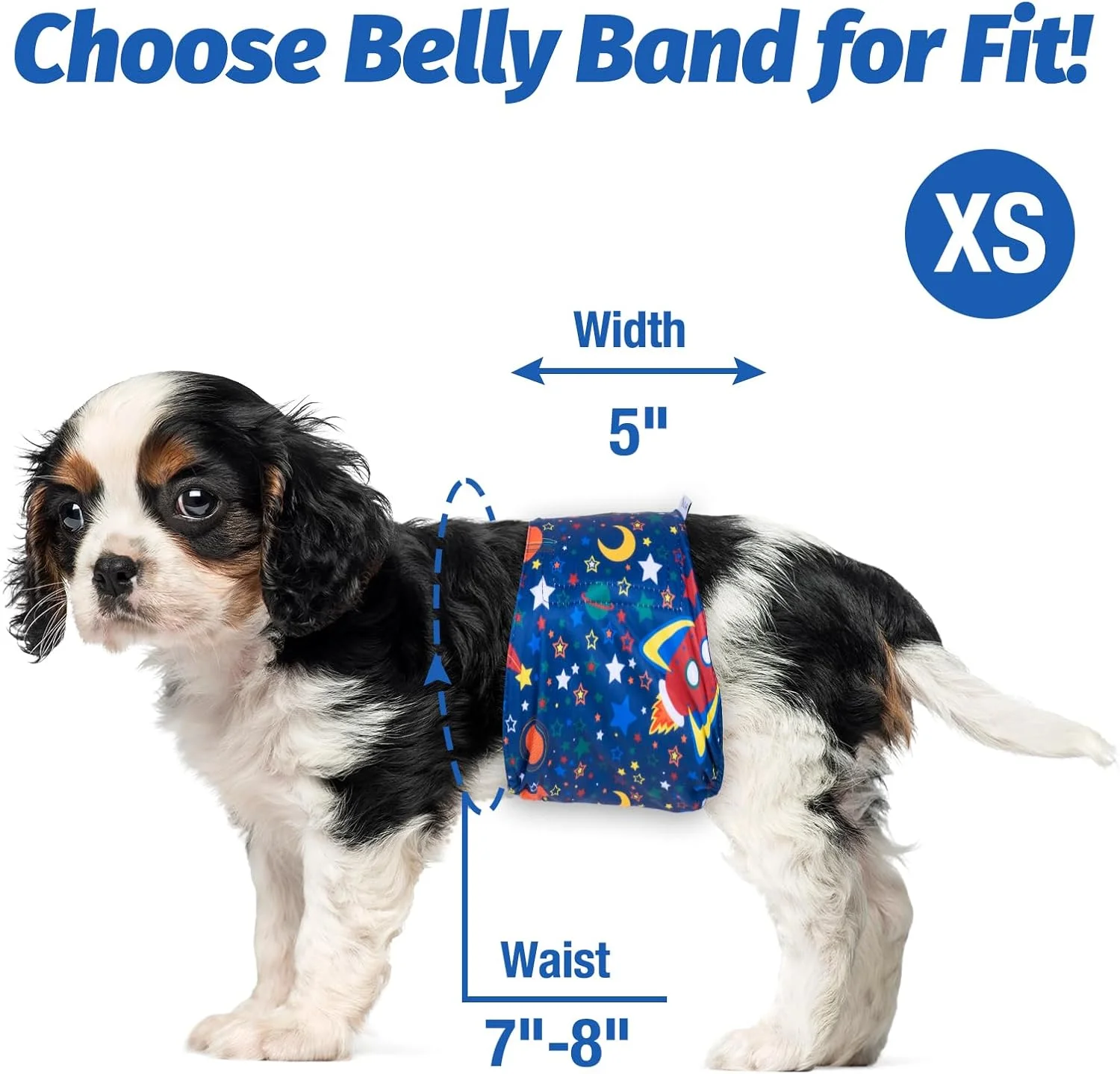 باند شکمی نرم سگ خانگی - بسته 3 عددی پوشک سگ نر قابل استفاده مجدد | دورپیچ شکمی سگ نر - باندهای شکمی سگ نر قابل شستشو (فضا، XS)
