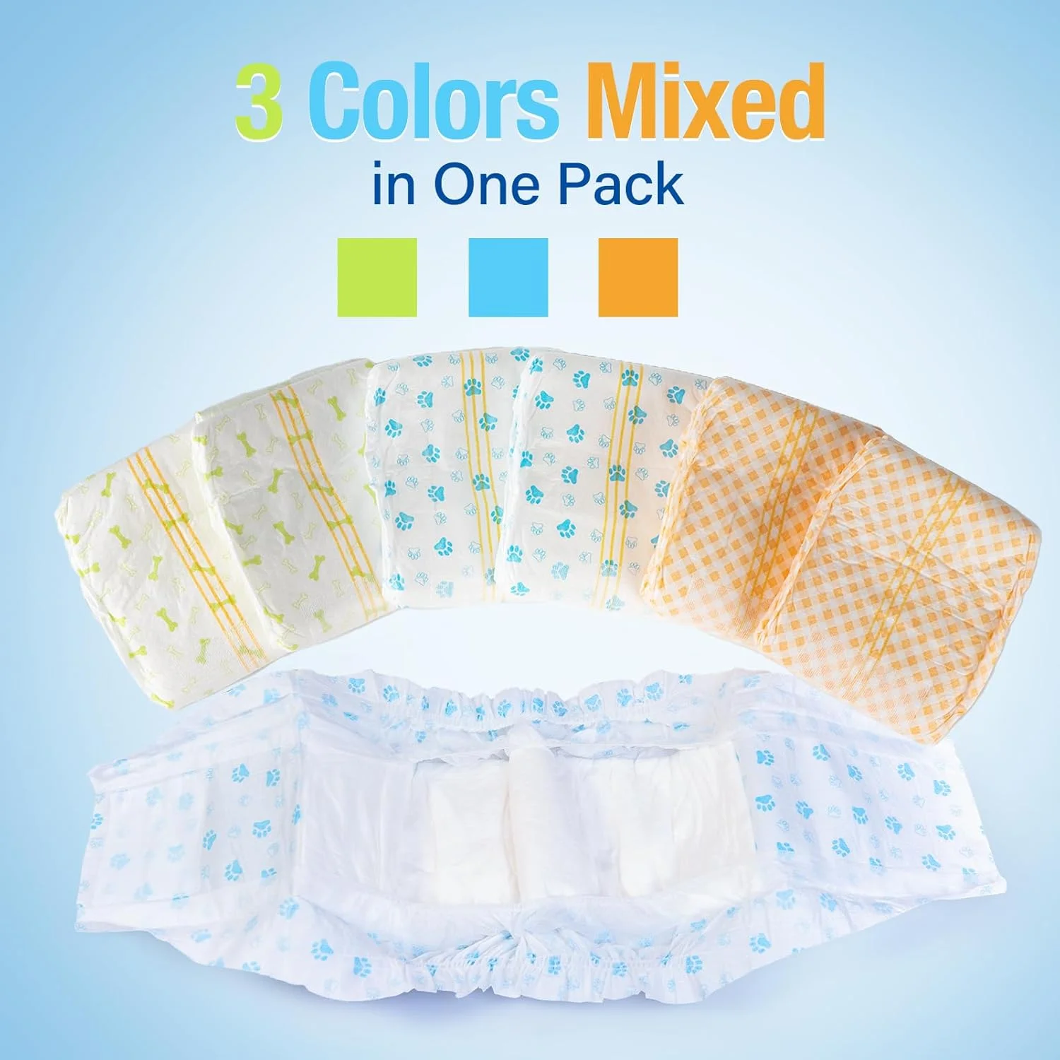 پوشک سگ نر یکبار مصرف پت سافت - پوشک سگ برای سگ های نر، پوشک توله سگ با نشانگر رطوبت، سایز متوسط، 48 عدد