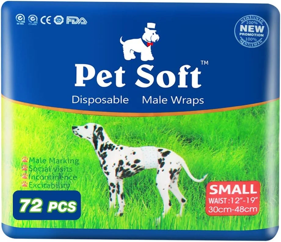 پوشک سگ نر یکبار مصرف پت سافت، 72 عددی، سایز کوچک، سفید