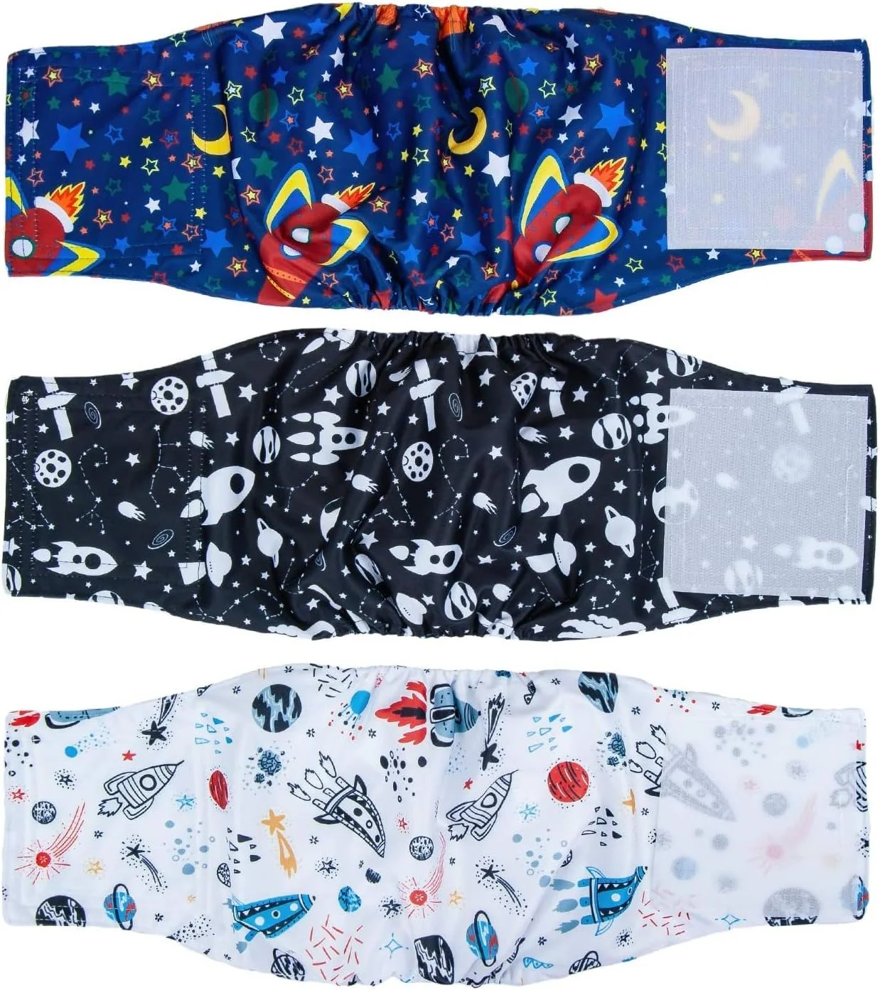 باند شکمی نرم سگ خانگی - بسته 3 عددی پوشک سگ نر قابل استفاده مجدد | دورپیچ شکمی سگ نر - باندهای شکمی سگ نر قابل شستشو (فضا، کوچک)