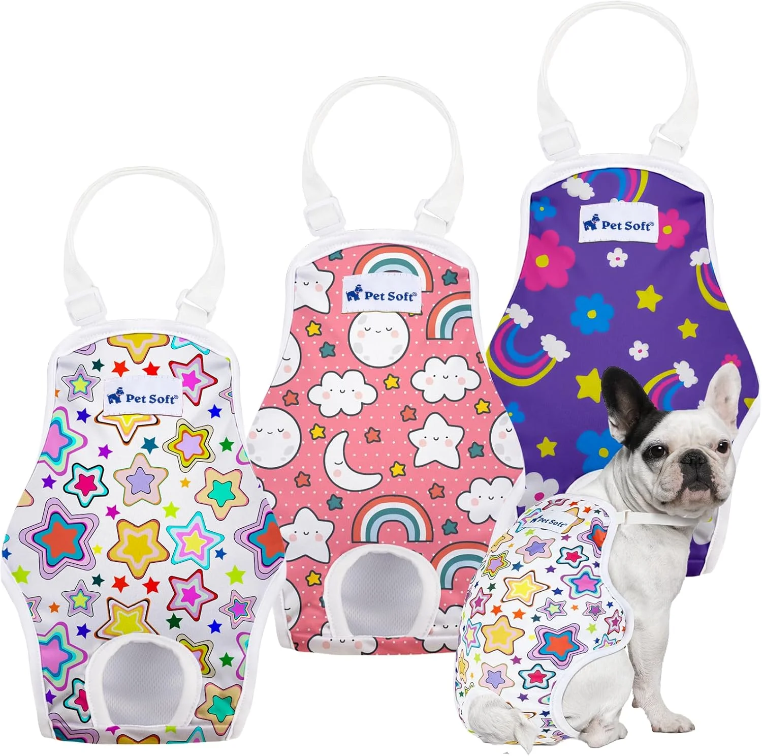 لباس زیر سگ خانگی، شورت بهداشتی با بند قابل تنظیم، طرح رنگارنگ، لباس زیر سگ ماده قابل شستشو، لباس زیر بسیار جاذب سگ ماده برای دوران قاعدگی (طبیعت، سایز خیلی کوچک-کوچک)