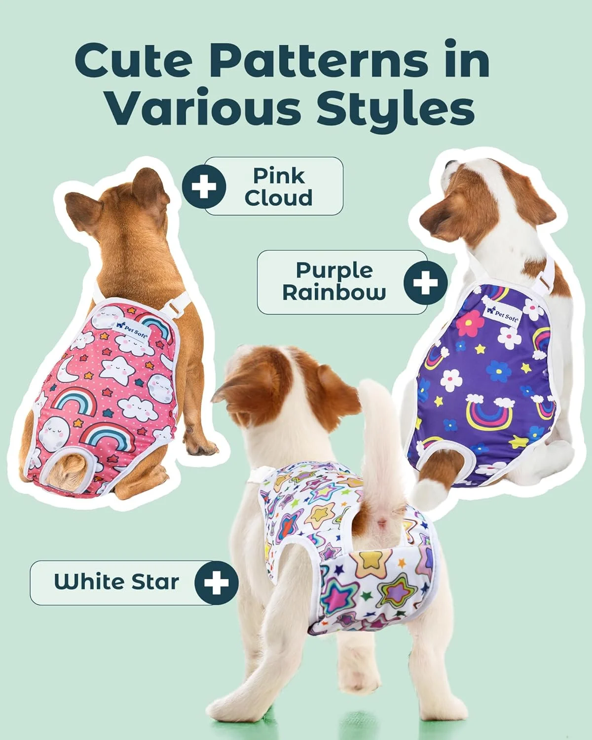 لباس زیر سگ خانگی، شورت بهداشتی با بند قابل تنظیم، طرح رنگارنگ، لباس زیر سگ ماده قابل شستشو، لباس زیر بسیار جاذب سگ ماده برای دوران قاعدگی (طبیعت، سایز خیلی کوچک-کوچک)