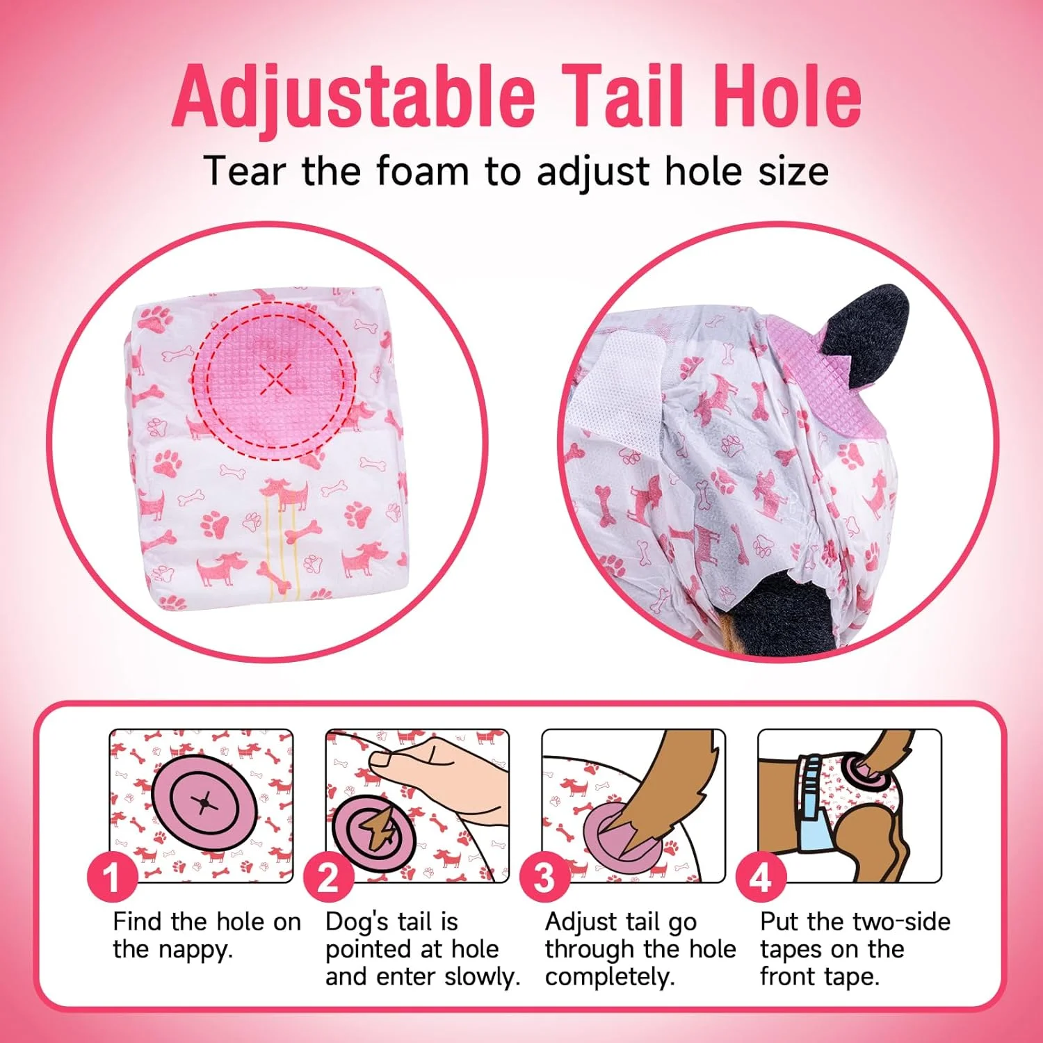 پوشک سگ نرم مخصوص سگ های ماده، بسته 20 عددی پوشک یکبار مصرف برای سگ و گربه، پوشک گربه بسیار جاذب، شورت فصلی برای سگ های ماده، با سوراخ دم قابل تنظیم (M-20 عدد)